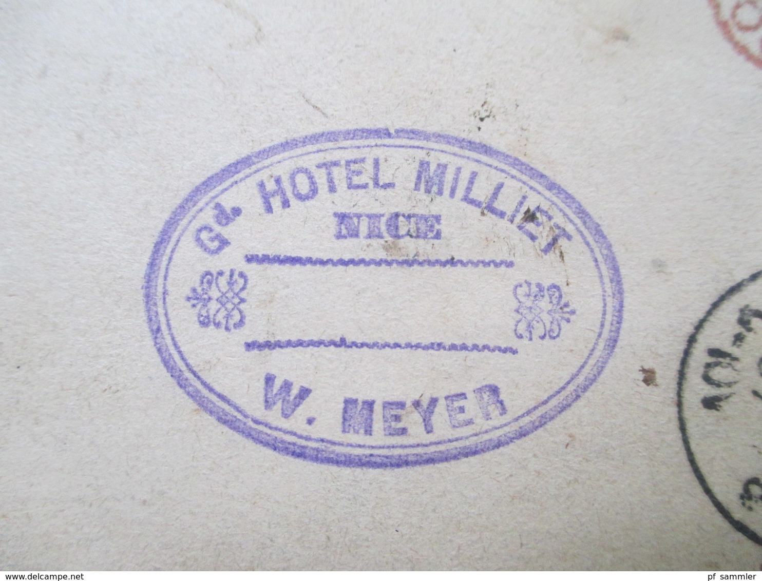 Frankreich 1887 Kartenbrief Nizza Grand Hotel Milliet Nice nach Hannover mit London Stempel / Nachporto Stempel