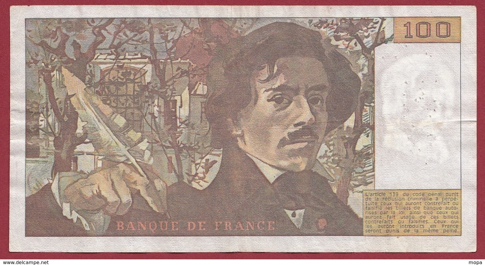 100 Francs "Delacroix" 1979--F/TTB+--ALPH-K.20 - 100 F 1978-1995 ''Delacroix''