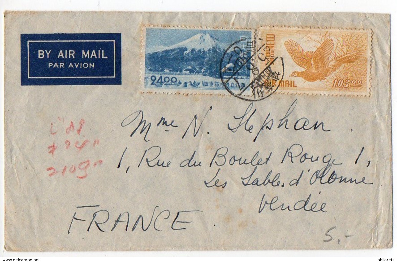 Japon : Lettre Par Avion Pour La France - Covers & Documents