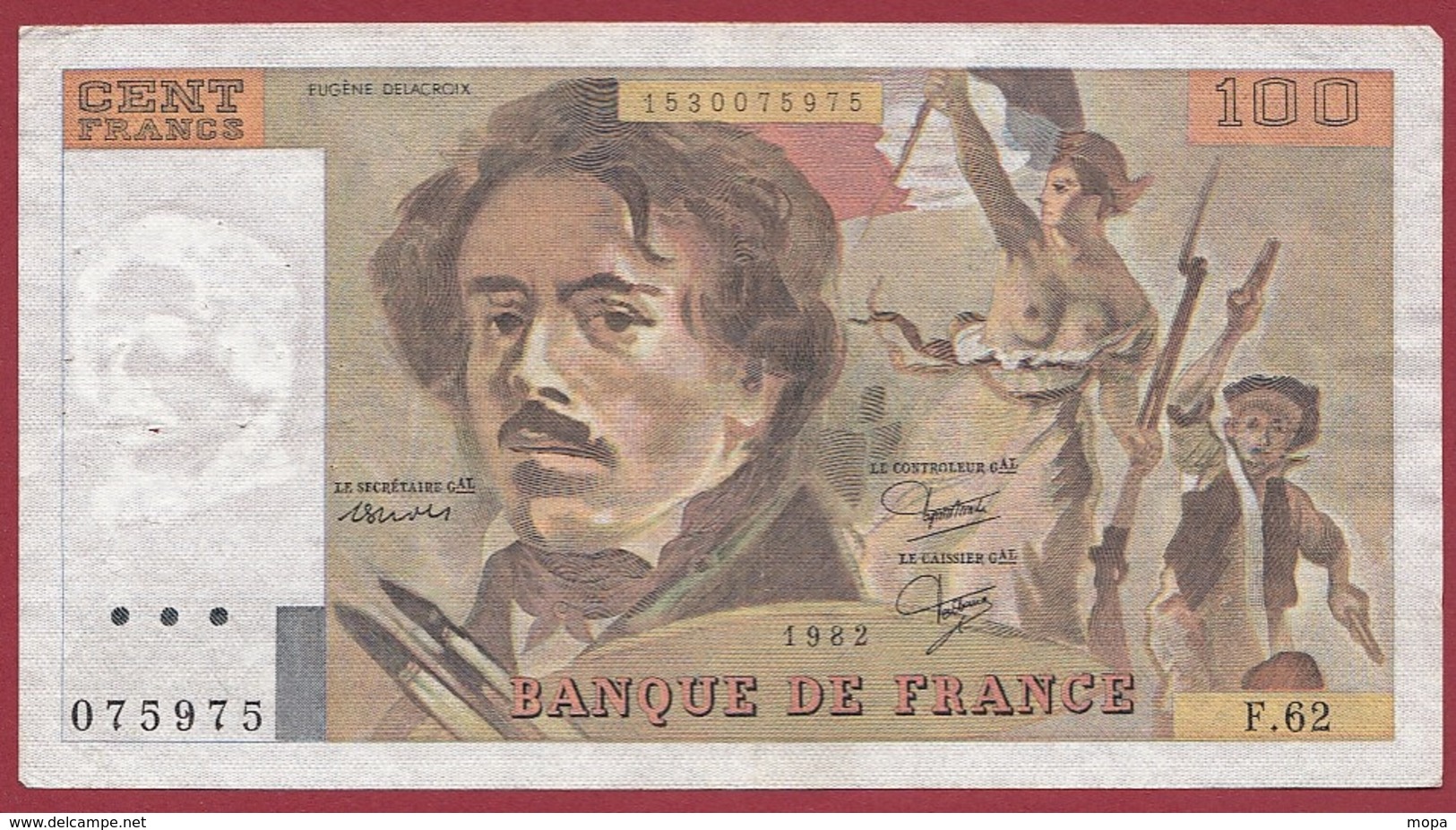 100 Francs "Delacroix" 1982--F/TTB+--ALPH-F.62 - 100 F 1978-1995 ''Delacroix''