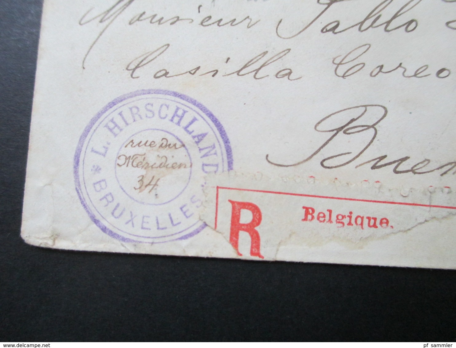 Belgien GA Umschlag U2 Mit 2 Zusatzfrankaturen Nr. 43 Bruxelles Nach Buenos Ayres Tolle Destination Einschreiben - Letter Covers