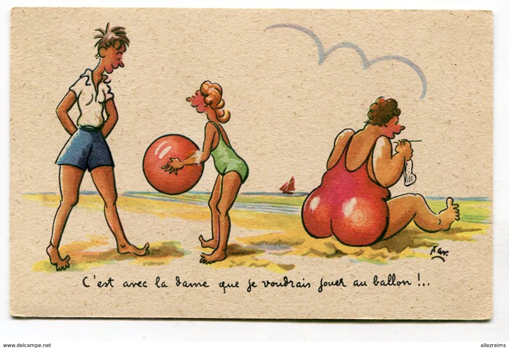 CPA  Illustrateur :   XAV  Plage Ballon   A  VOIR  !!!!!! - Autres & Non Classés