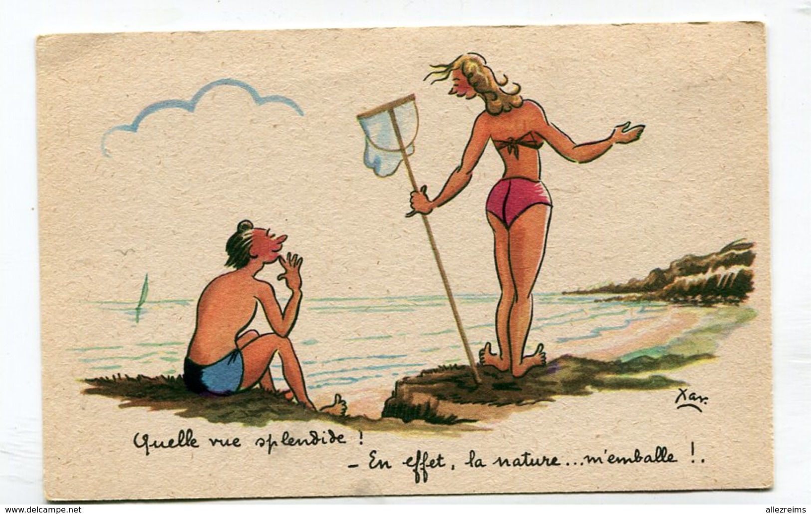 CPA  Illustrateur :   XAV  Plage La Nature  A  VOIR  !!!!!! - Autres & Non Classés