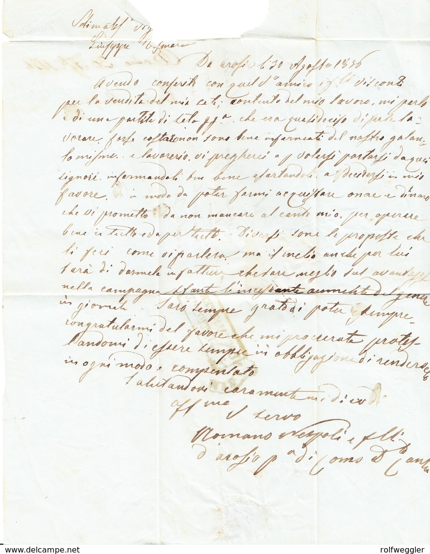 1855 25 Cent Rotbraun Eckrandstück, Links Berührt Mit Stempel: Piacenza Auf Brief Nach Gallarate, Fotoattest - Parma