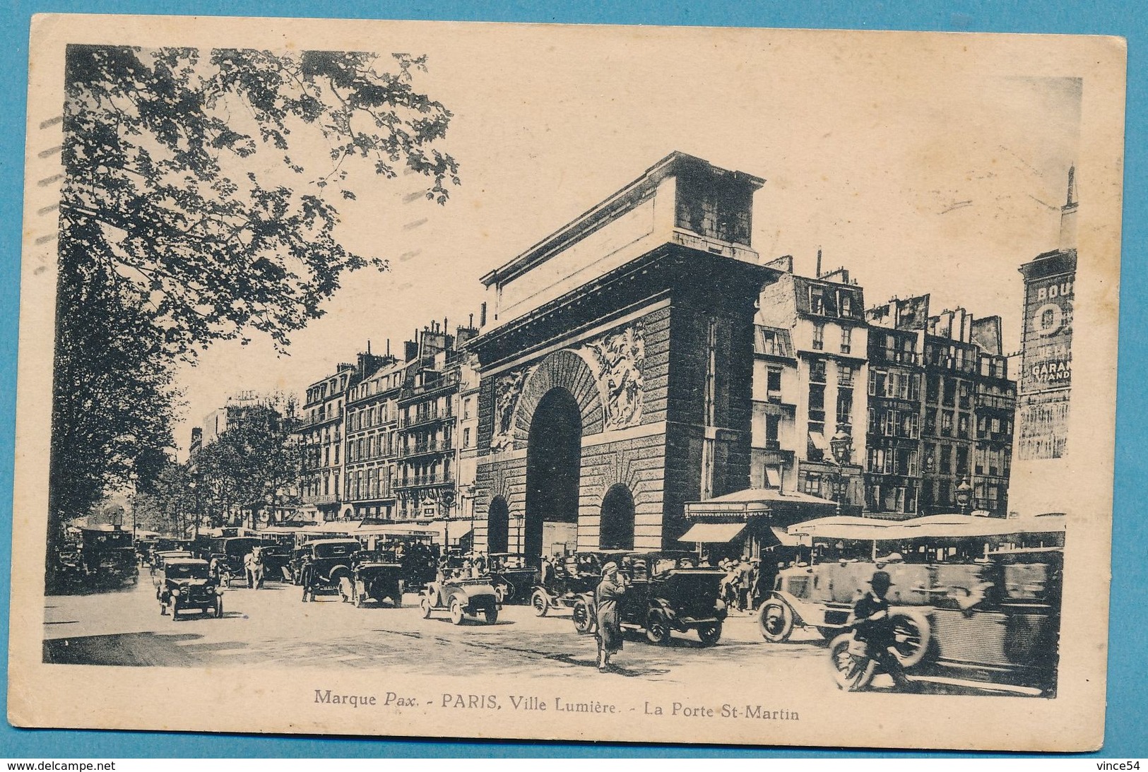 PARIS - Ville Lumière - La Porte St-Martin - Autos Oldtimers Citroen Autobus - Carte Circulé 1937 - Arrondissement: 10