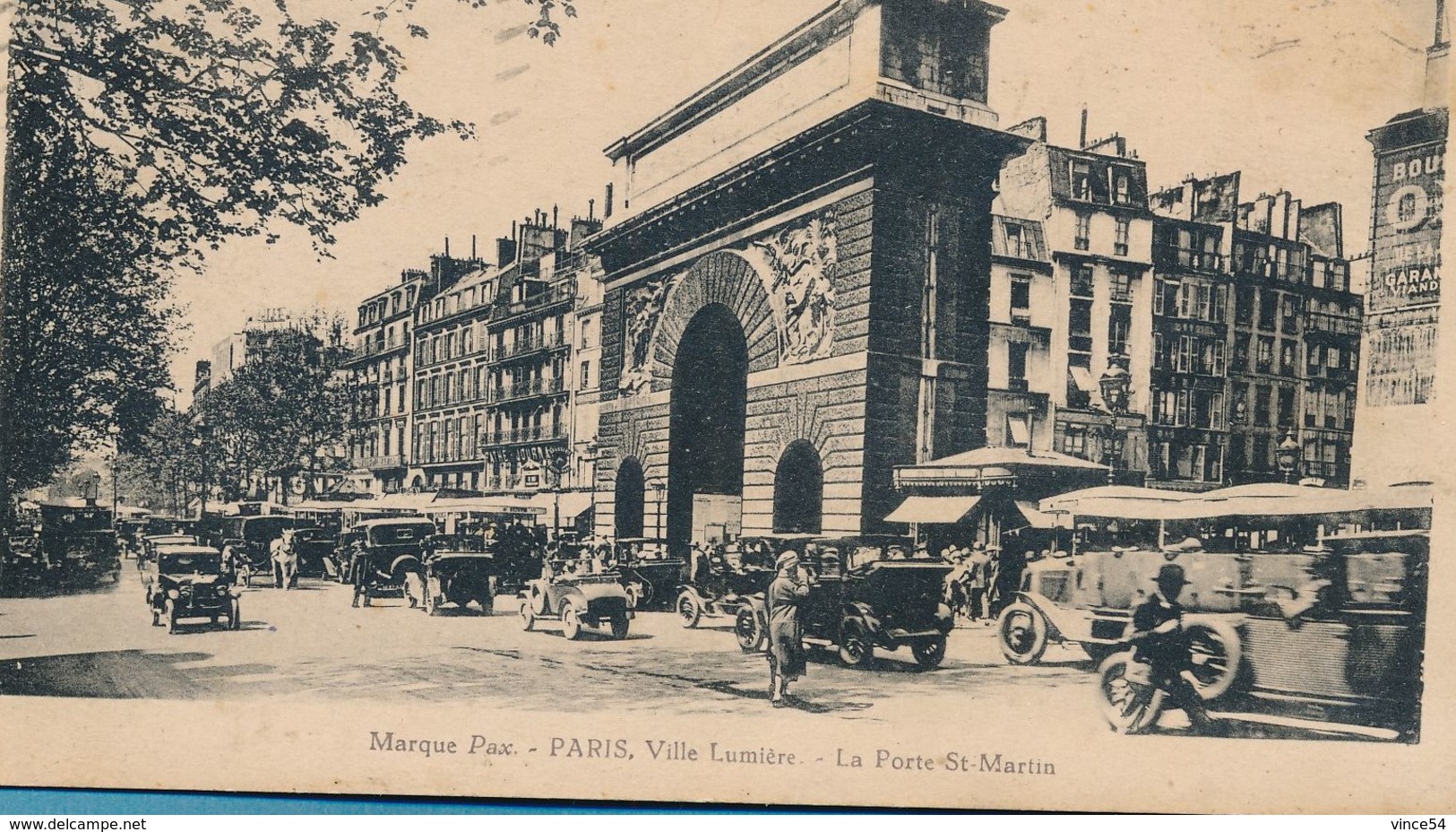 PARIS - Ville Lumière - La Porte St-Martin - Autos Oldtimers Citroen Autobus - Carte Circulé 1937 - Arrondissement: 10