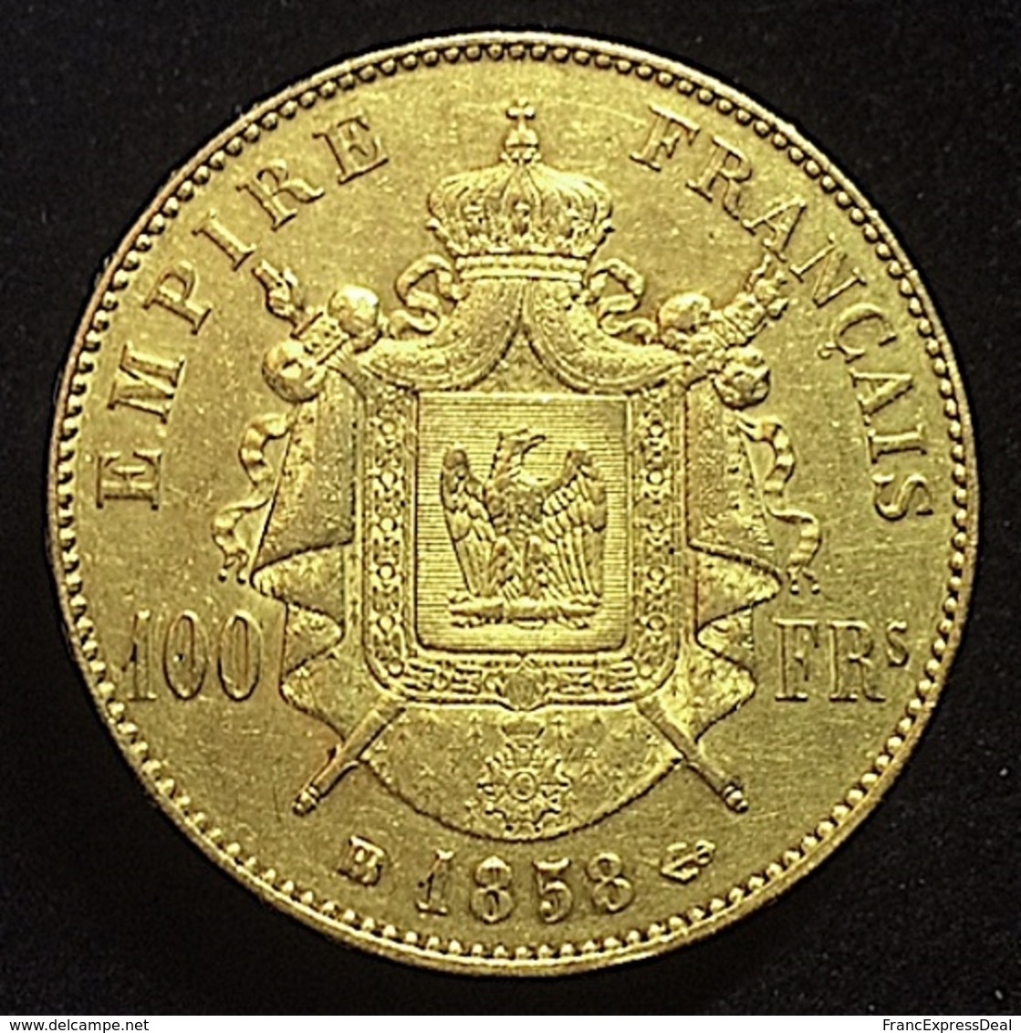 COPIE - 1 Pièce Plaquée OR Sous Capsule ! ( GOLD Plated Coin ) - France - 100 Francs Napoléon III Tête Nue 1858 BB - Other & Unclassified