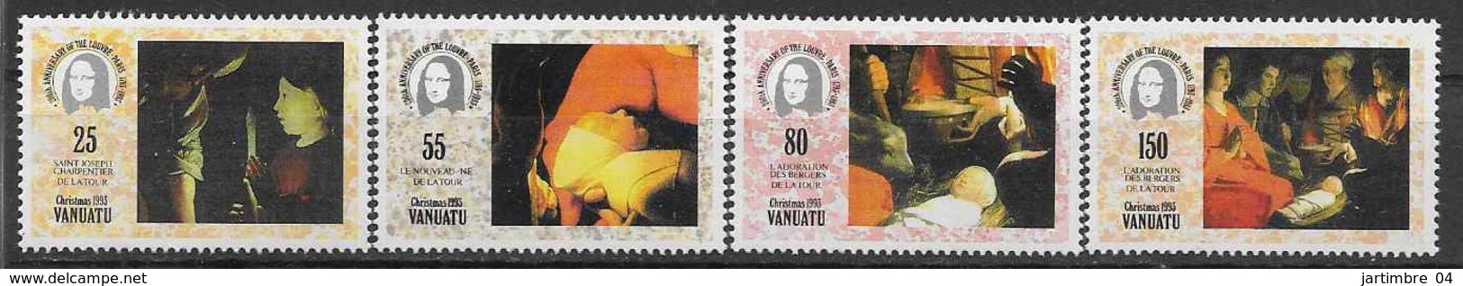 1993 VANUATU 935-38** Tableau Georges De La Tour, Louvre, Monalisa - Vanuatu (1980-...)