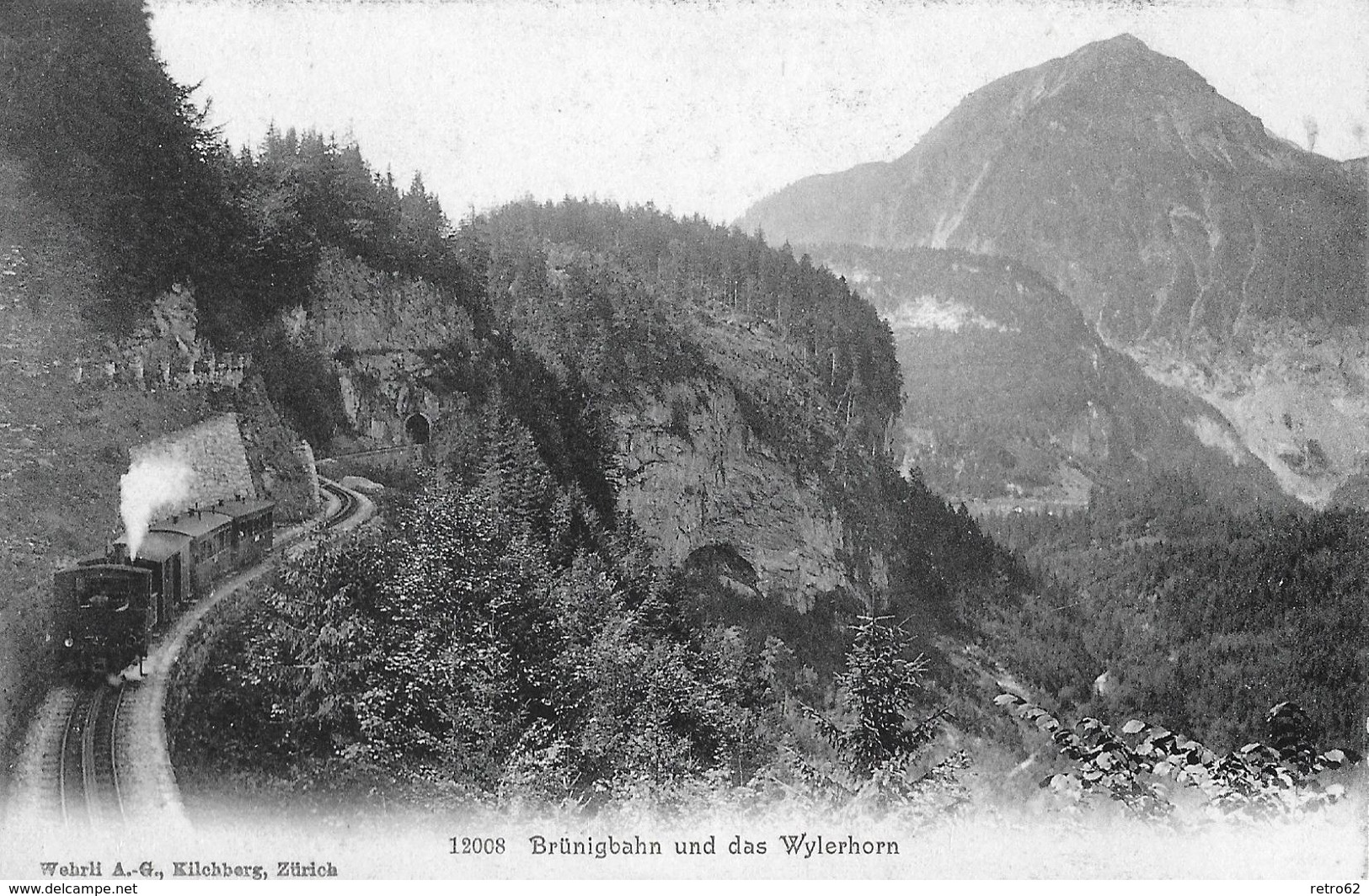 BRÜNIGBAHN → Bahn Oberhalb Giswil Mit Dem Wylerhorn, Ca.1910 - Giswil