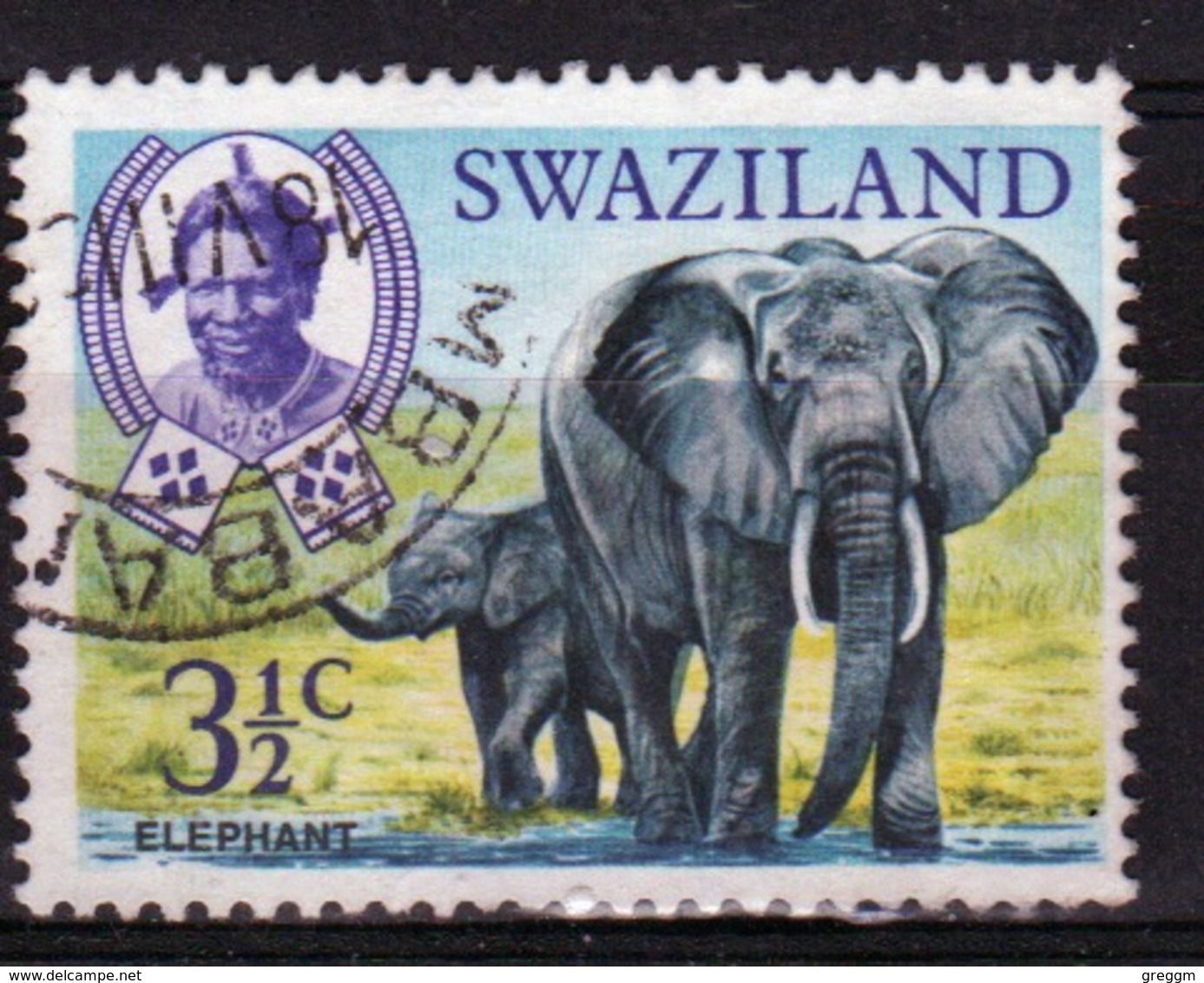 Swaziland Queen Elizabeth 1969 Single 3½c Definitive Animals Stamp. - Swaziland (1968-...)