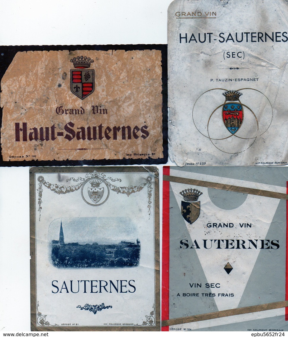 Lot De 4 étiquettes De Sauternes Et Haut-Sauternes - Bordeaux
