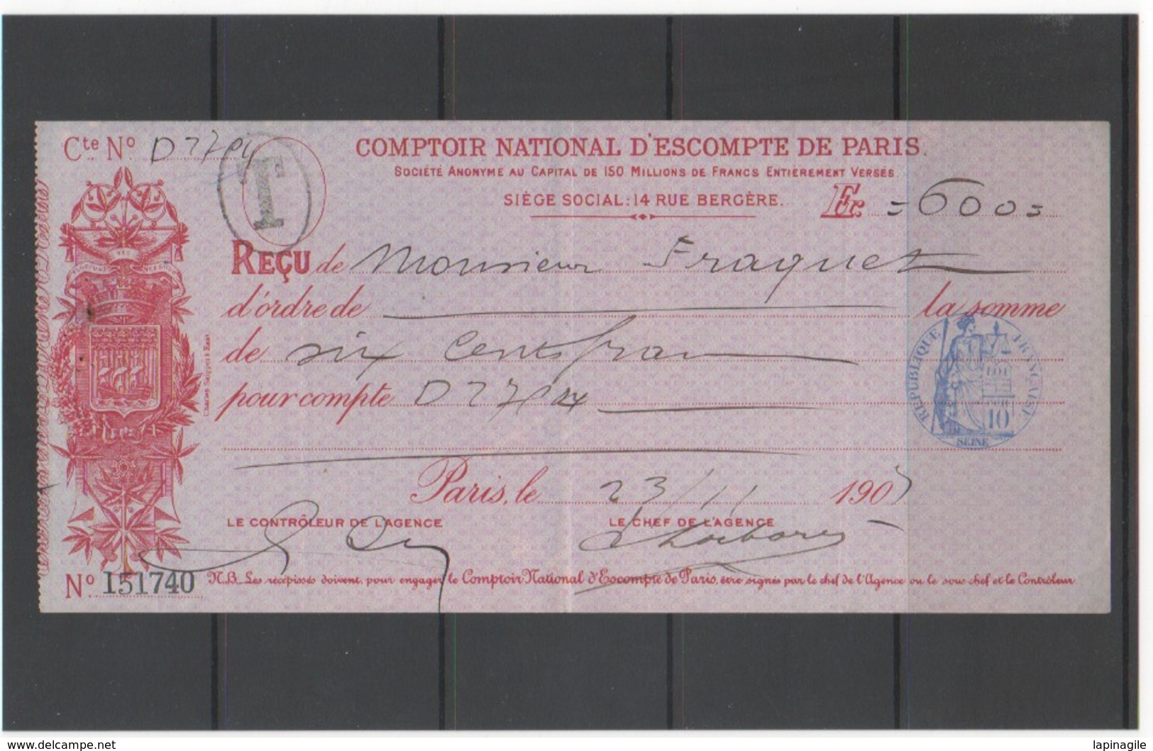 FR CHEQUE CNEP 1905 - Chèques & Chèques De Voyage