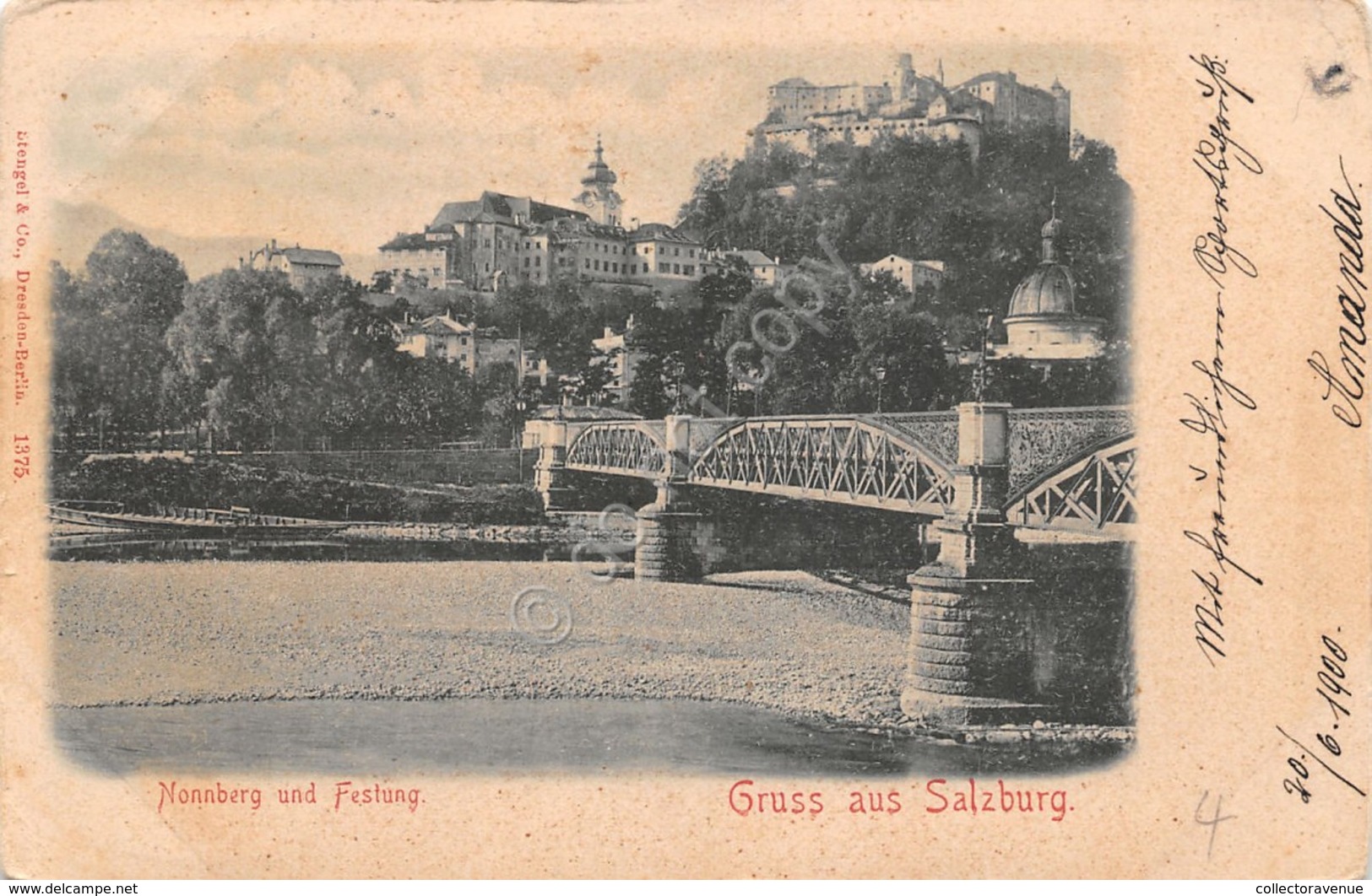 Cartolina Salzburg Gruss Aus Nonnberg Und Festung 1900 - Non Classificati