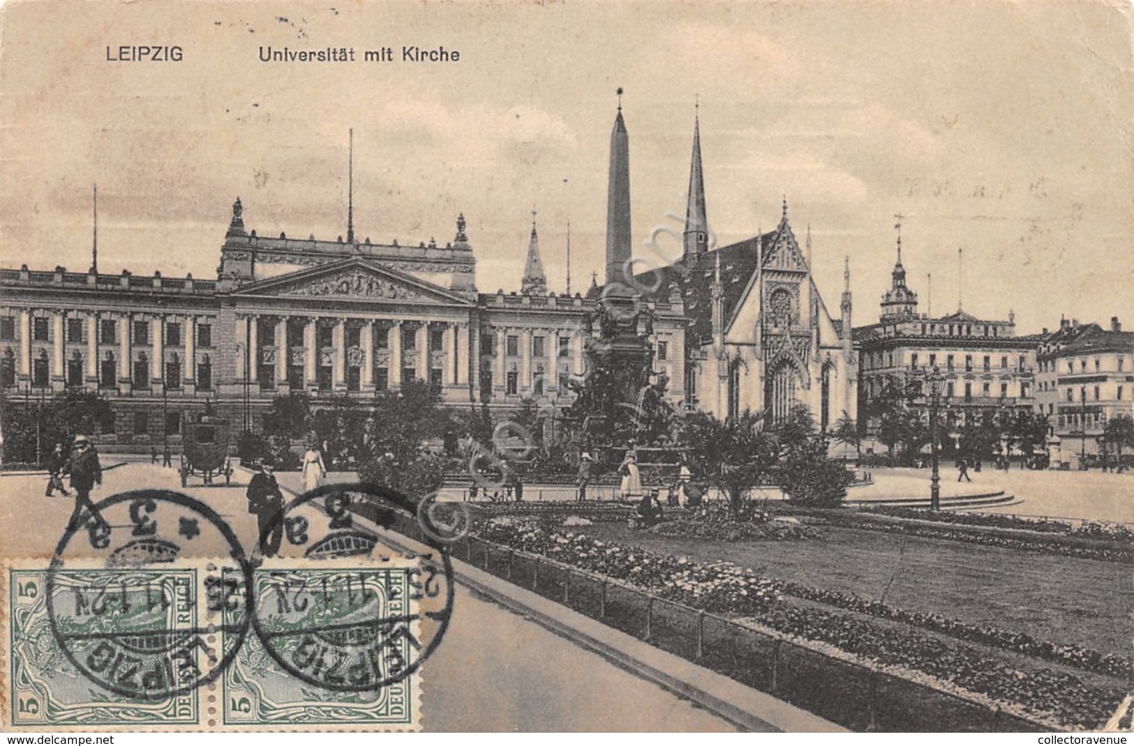 Cartolina Leipzig Universitat Mit Kirche 1911 - Zonder Classificatie