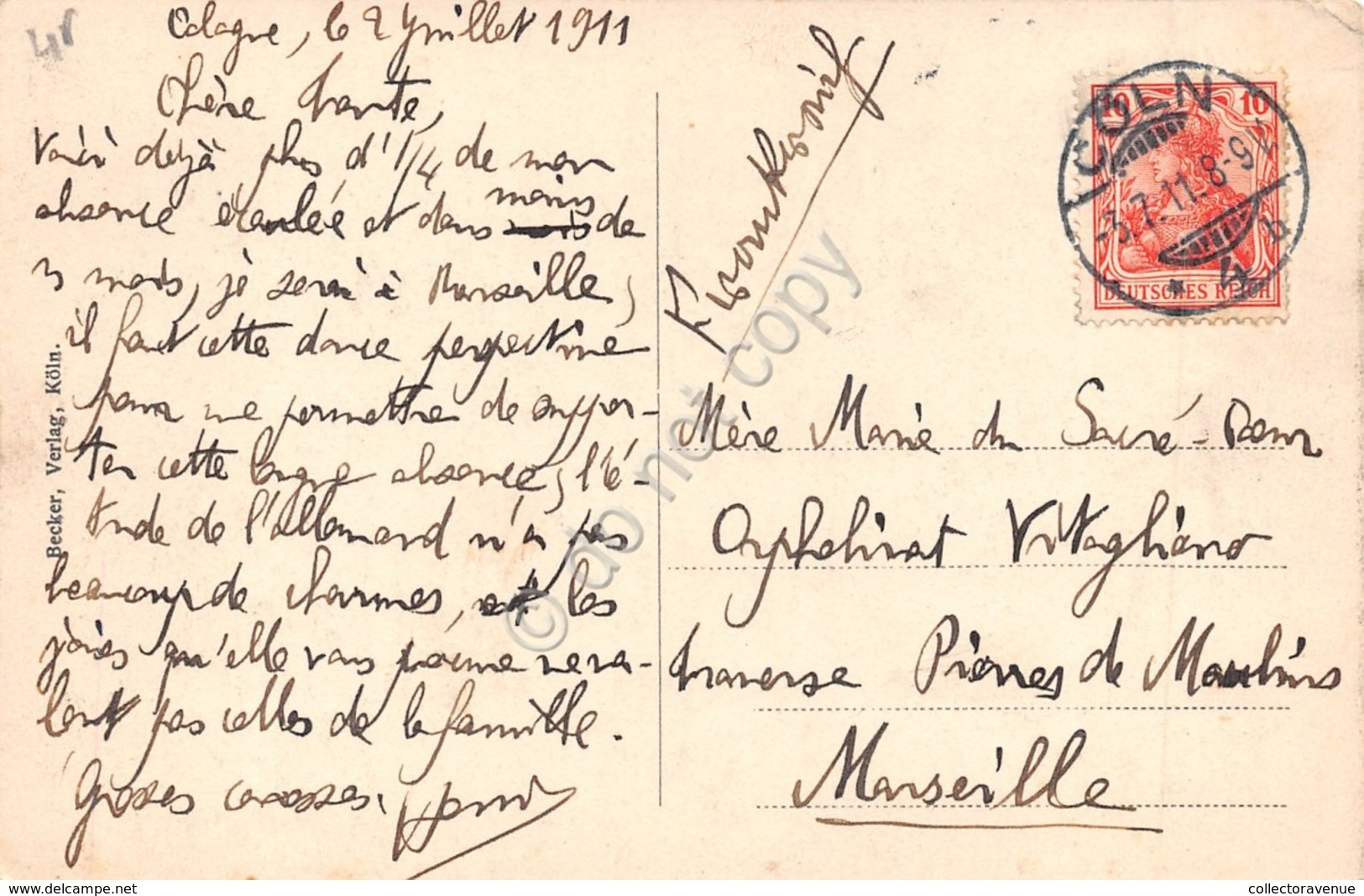 Cartolina Koln Dom Inneres 1911 - Non Classificati