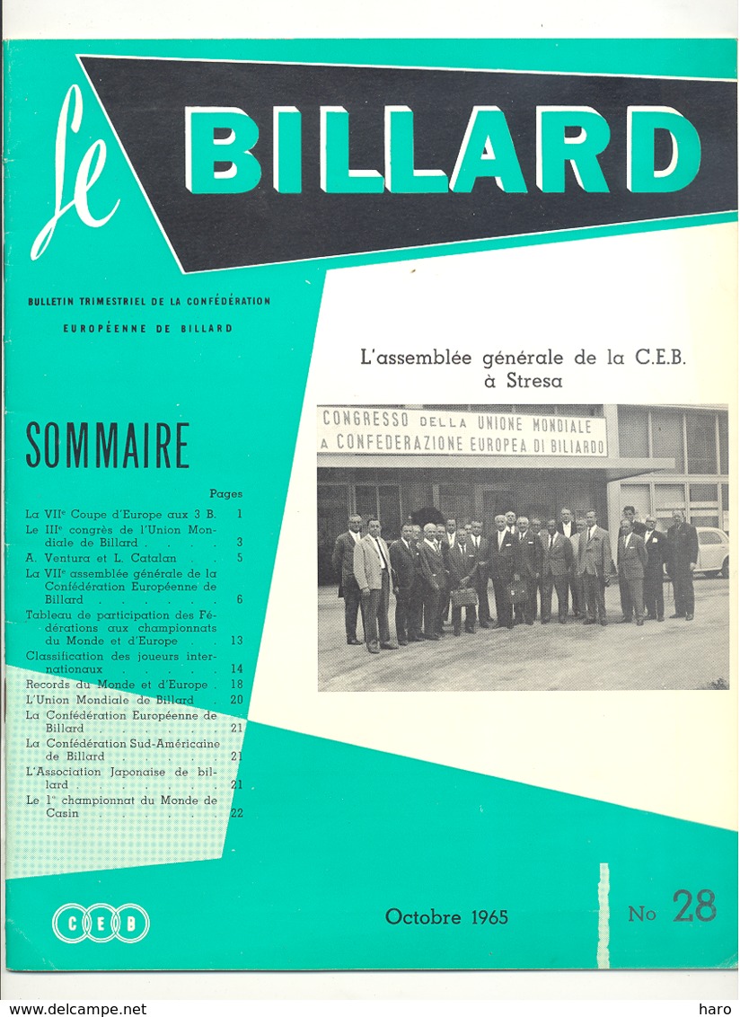 Revue " Le Billard " N° 28 D'octobre 1965 (jm) - Sport