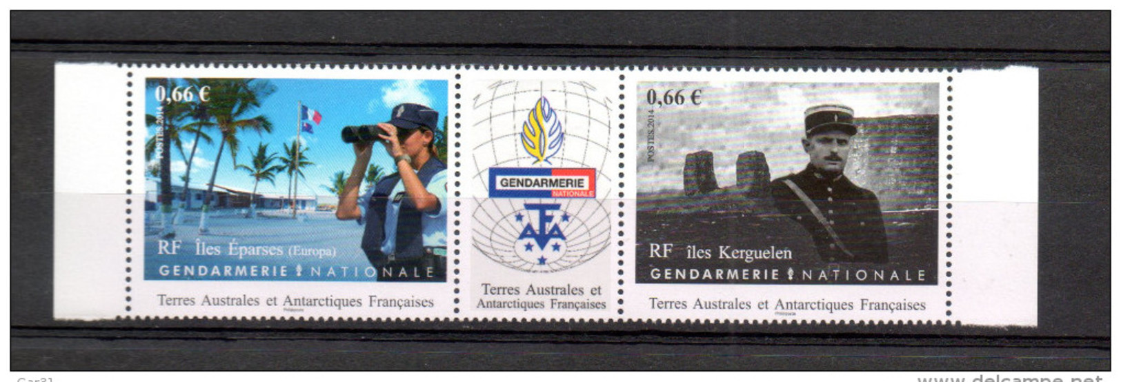 TAAF  N° 718/19 De  2014-  1.32 &euro; -  Triptryque La Gendarmerie Au Iles Eparses Et Au Kerguelen, - Unused Stamps