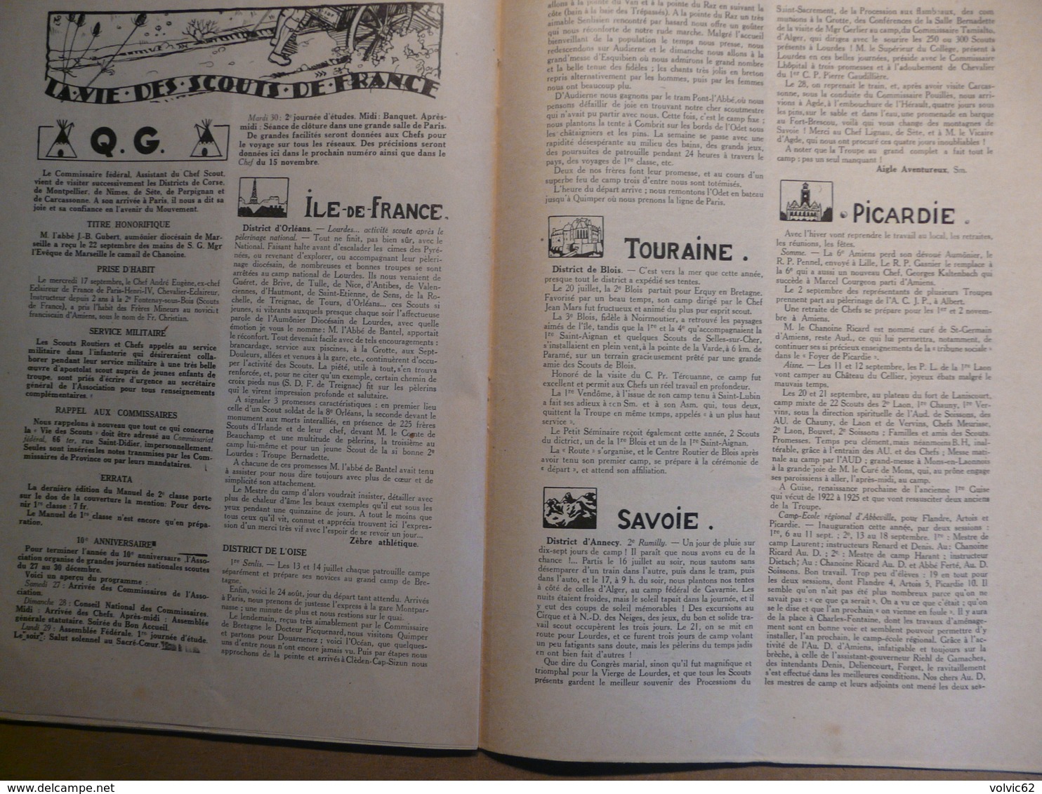 Revue scout de France 120 1930 terre d'arles pont de plougastel paul coze lourdes chef scout de 1921 à 1930