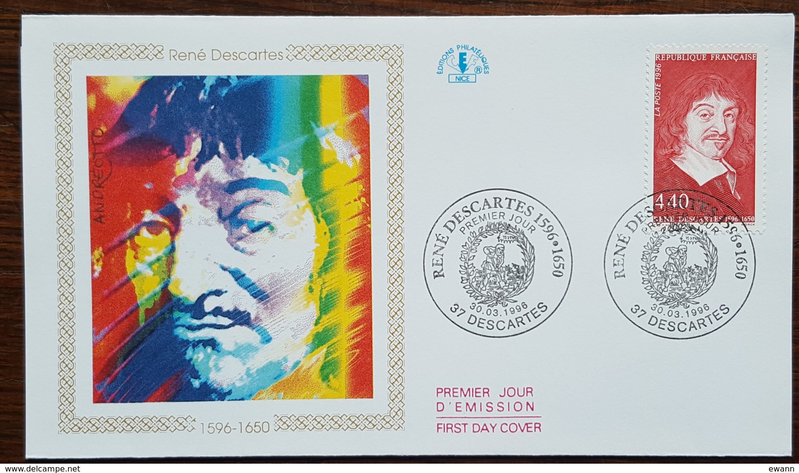 FDC 1996 - YT N°2995 - RENE DESCARTES - DESCARTES - 1990-1999