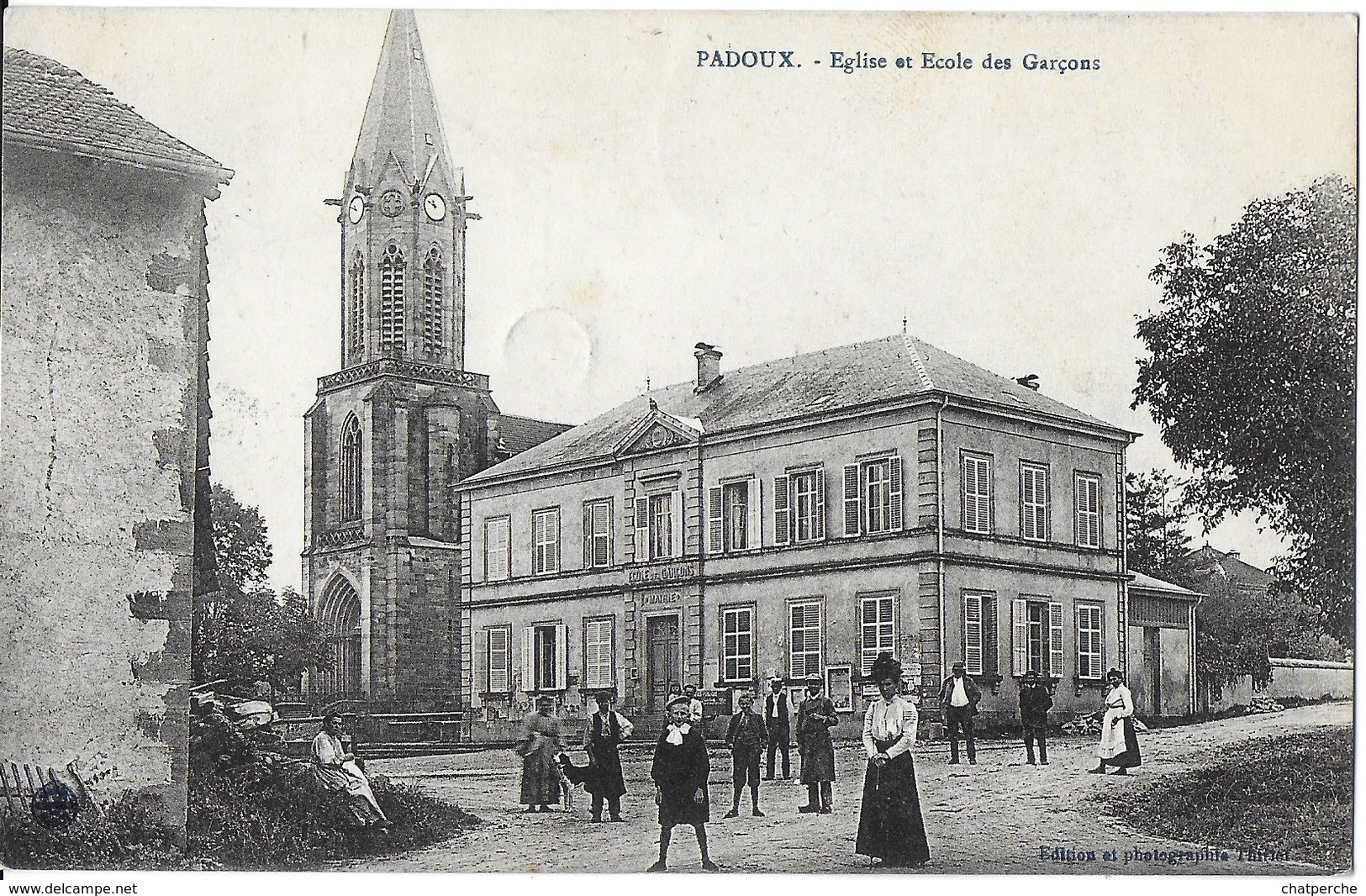 PADOUX  88 VOSGES EGLISE ET ECOLE DES GARÇONS EDIT. THIRIET - Autres & Non Classés