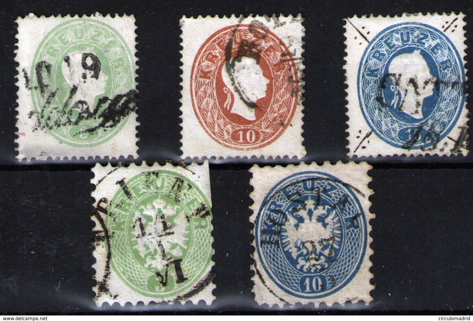 Austria Nº 18, 20/1, 28, 30. Año 1861/63 - Gebraucht