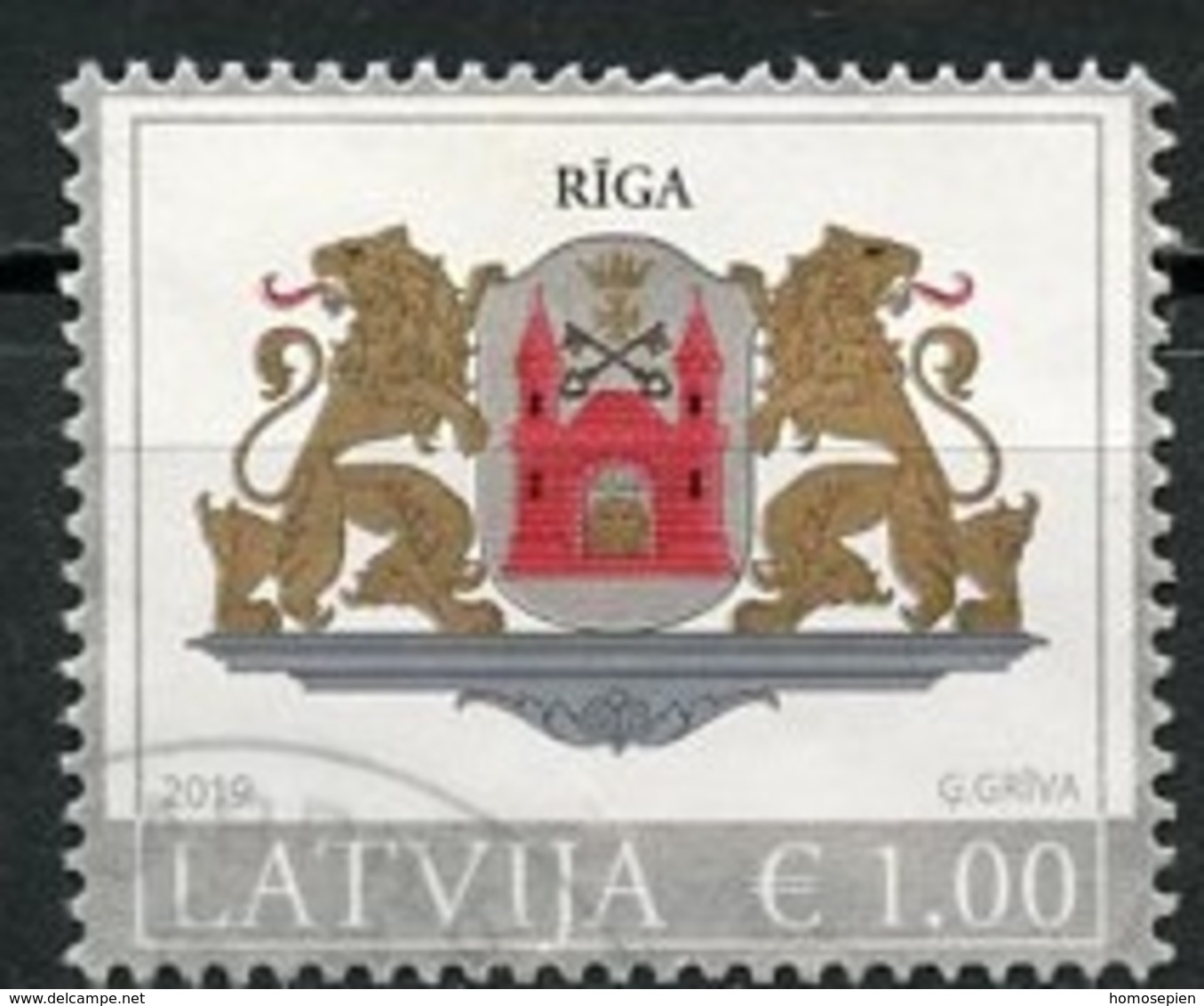 Lettonie - Lettland - Latvia 2019 Y&T N°(4) - Michel N°(?) (o) - 1€ Armoirie De Riga - Lettonie