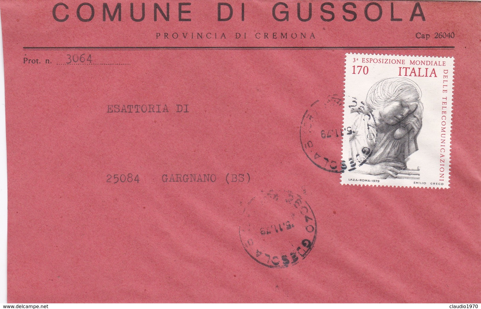 BUSTA VIAGGIATA - GUSSOLA (CREMONA)  COMUNE DI GUSSOLA - VIAGGIATA PER GARGNANO (BS) - 1971-80: Marcophilia