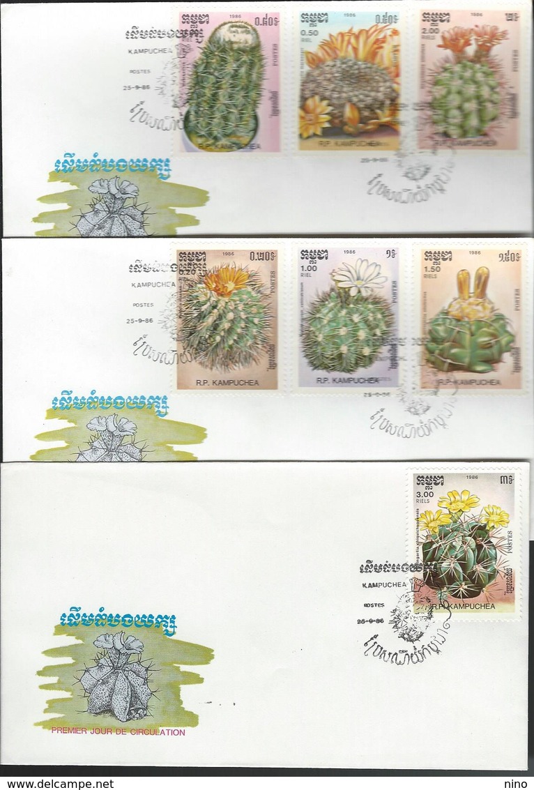 Cambodia. Scott # 721-27 FDC. Cactus Plants 1986 - Cactusses