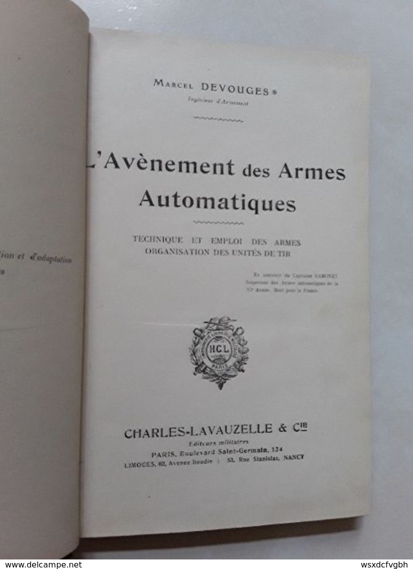 ARMES AUTOMATIQUES Années 1920 - Armes Neutralisées