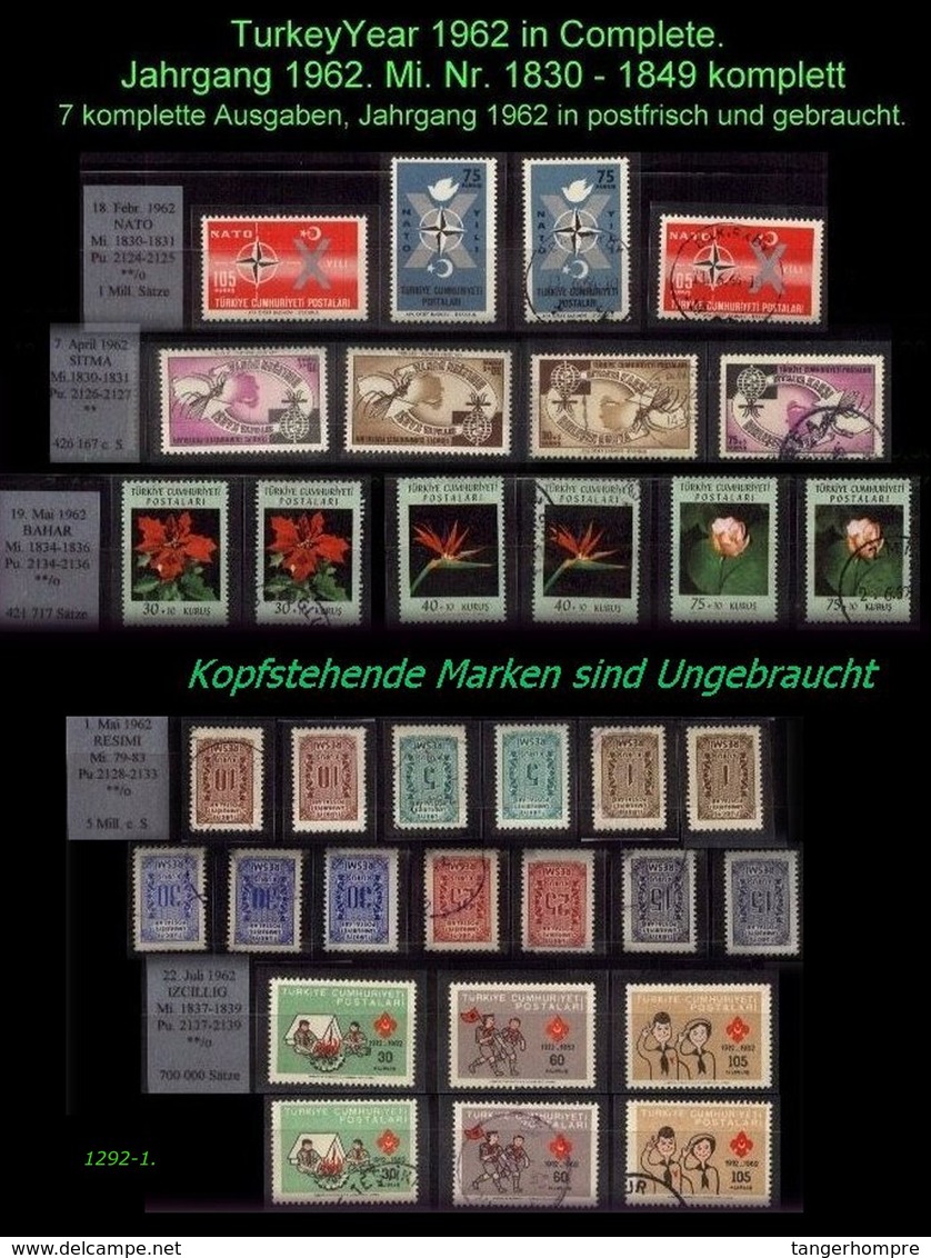 TURKEY ,EARLY OTTOMAN SPECIALIZED FOR SPECIALIST, SEE.... Mi. Nr. Jahrgang 1962 Komplett In Postfrisch + Gebraucht - Unused Stamps