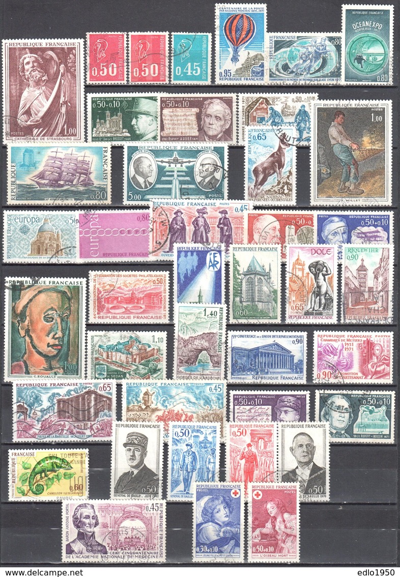 France 1971 - Year Set - Mi.1735-1778 - 41v - Used - Oblitéré - 1970-1979