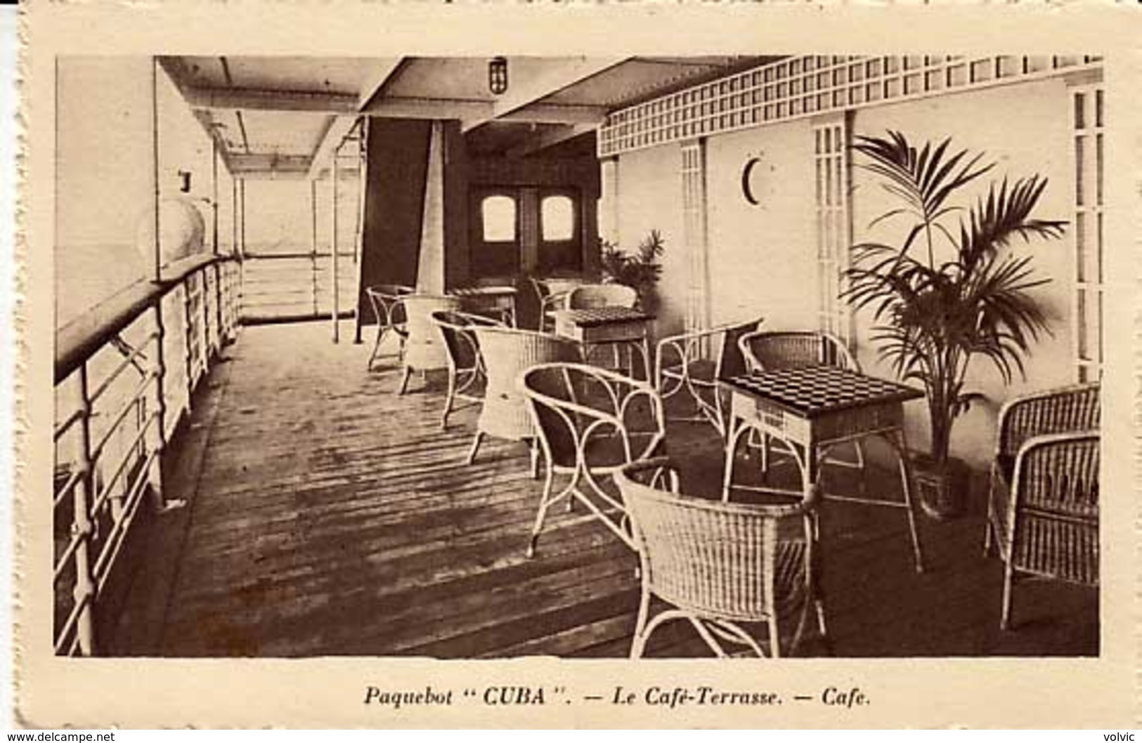 CP - Paquebot " Cuba " - Le Café Terrasse - - Dampfer