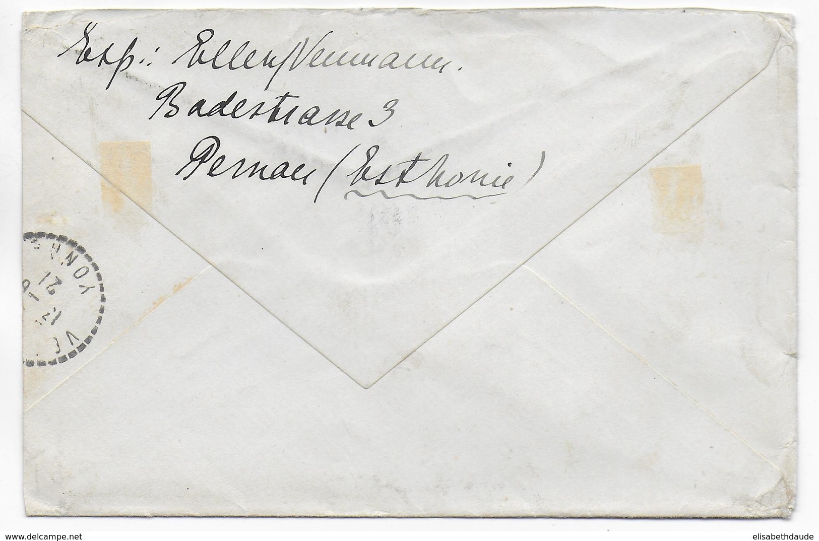 ESTONIE  - 1921 - ENVELOPPE De PARNU (PERNAU)=> FRANCE - Estonia