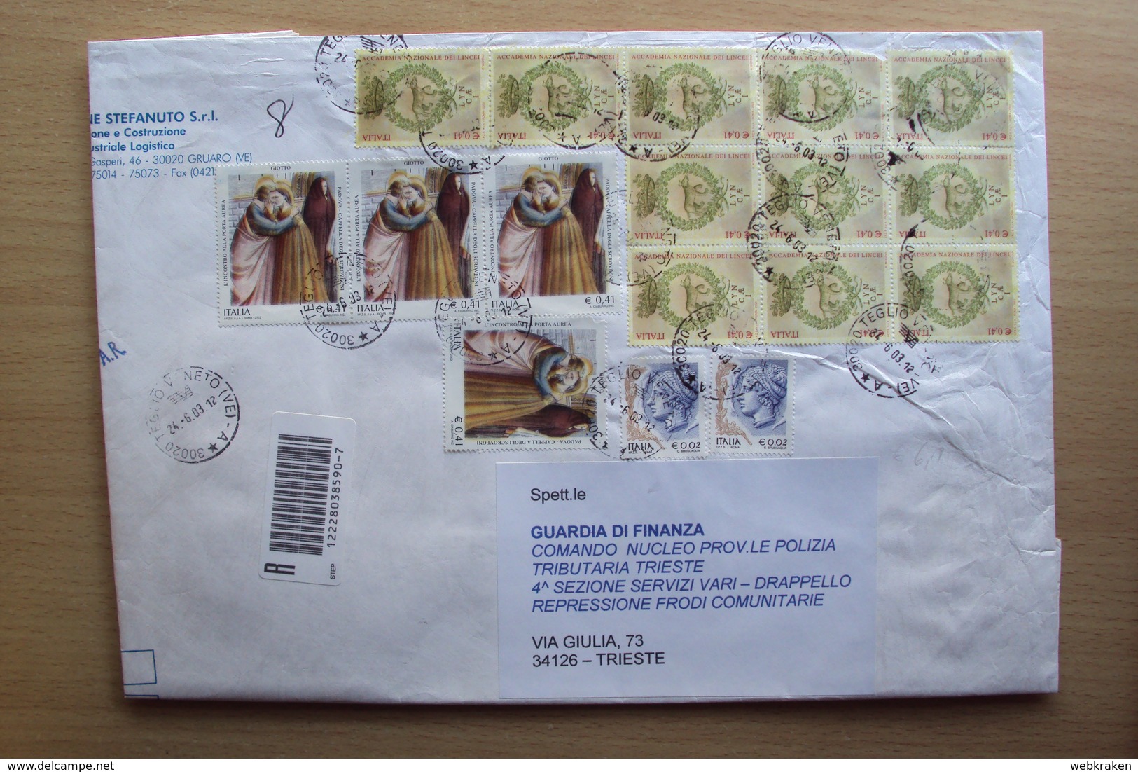 ITALIA STORIA POSTALE BUSTA FORMATO GRANDE REALMENTE VIAGGIATA CON FRANCOBOLLI COMMEMORATIVI BELLA AFFRANCATURA - 1971-80: Storia Postale