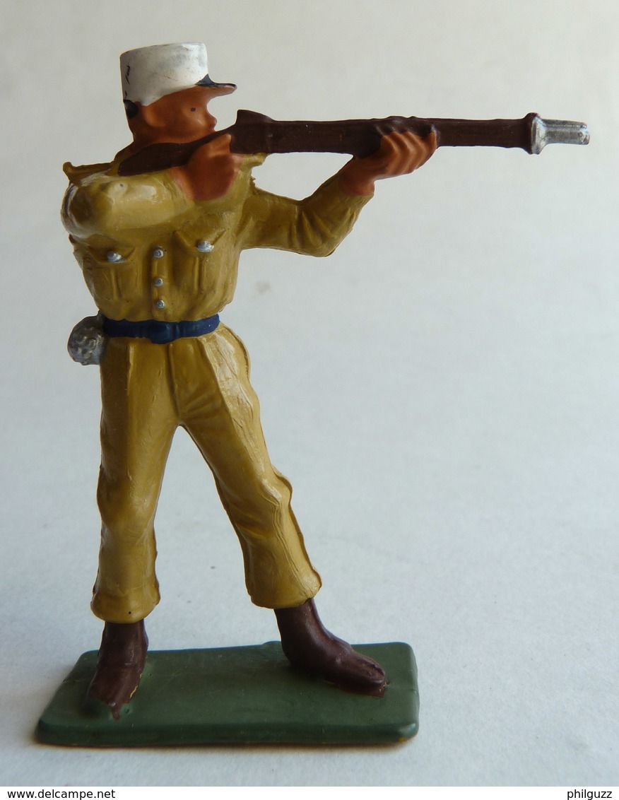 SOLDAT FIGURINE FIG STARLUX 1958 SOLDAT LEGIONNAIRE 5091 TIREUR Fusil Debout Socle Vert Kaki - Starlux