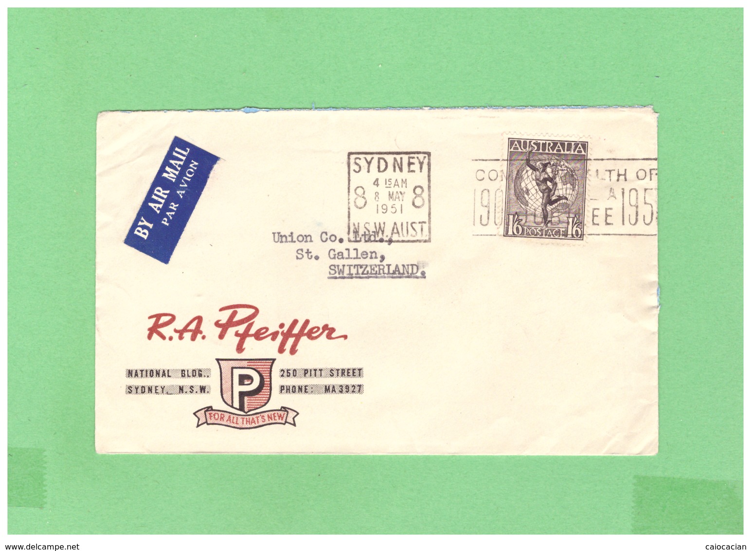 1948 AUSTRALIA AIR MAIL ADVERTISING COUVERT WITH 1 STAMP TO SWISS - Covers & Documents