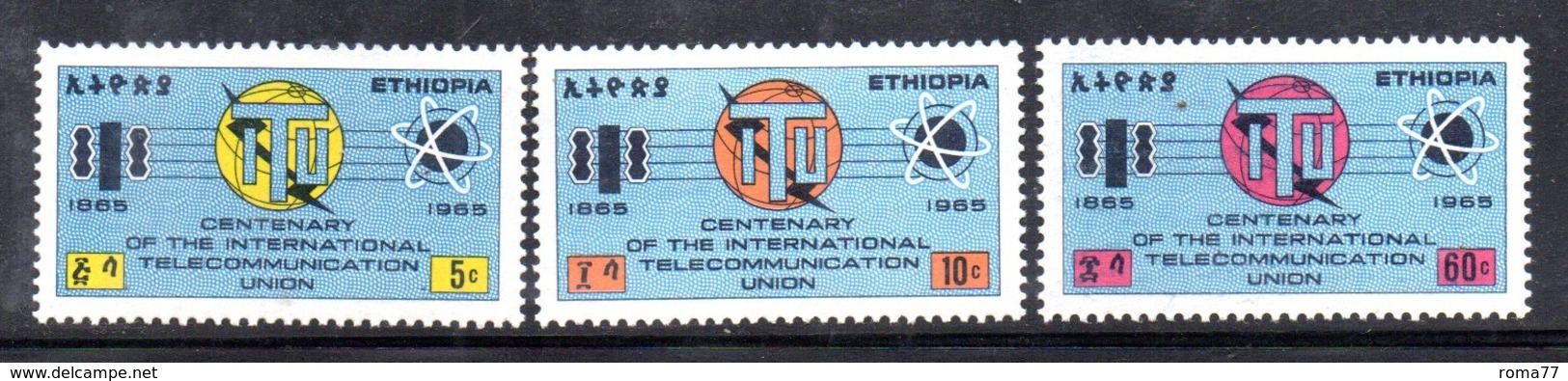 ETP119 - ETIOPIA 1965 ,  Yvert  N 452/454    ***  UIT - Ethiopia