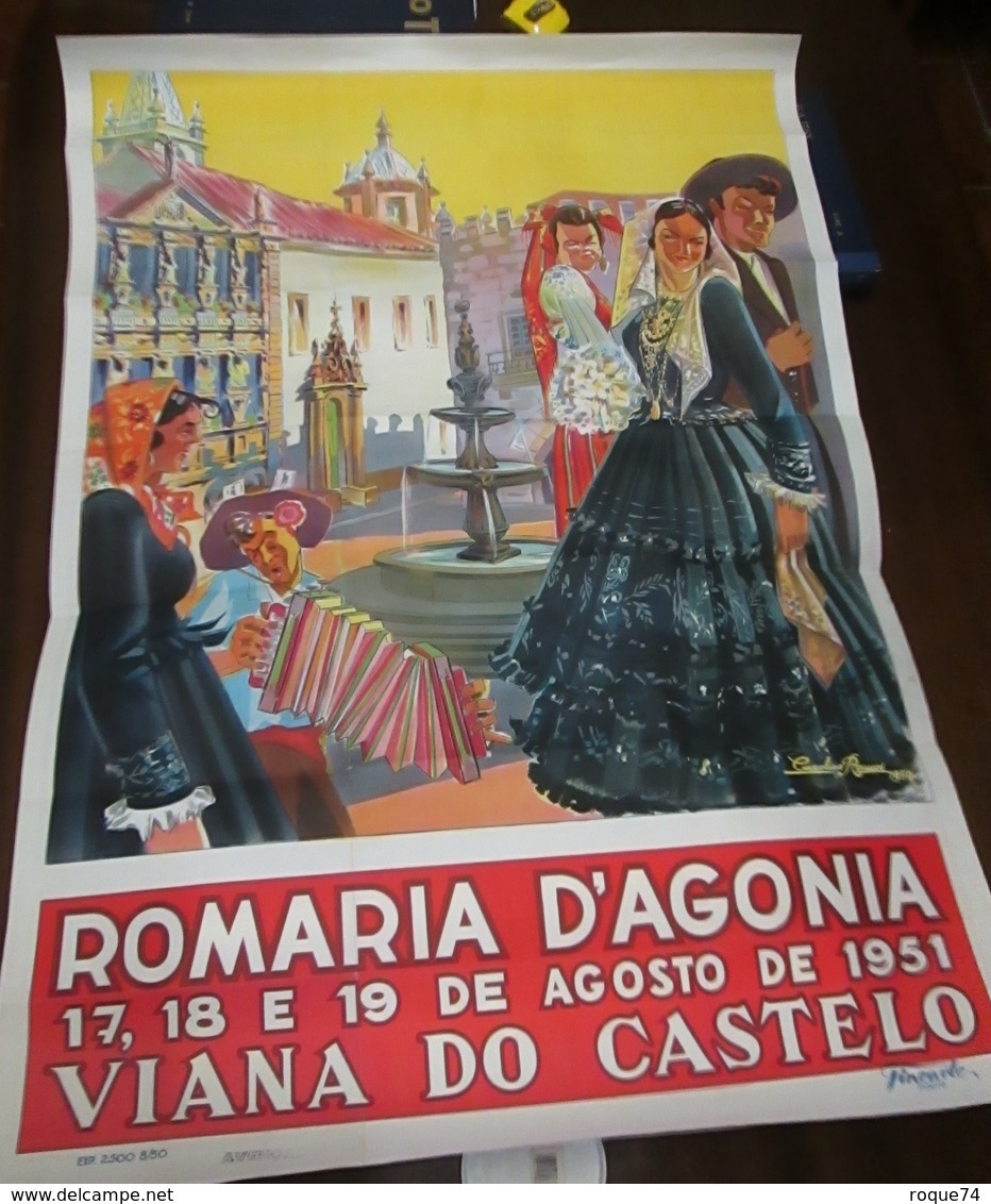 PORTUGAL- VIANA DO CASTELO- CARTAZ DAS FESTAS SENHORA DA AGONIA 1951 - Afiches