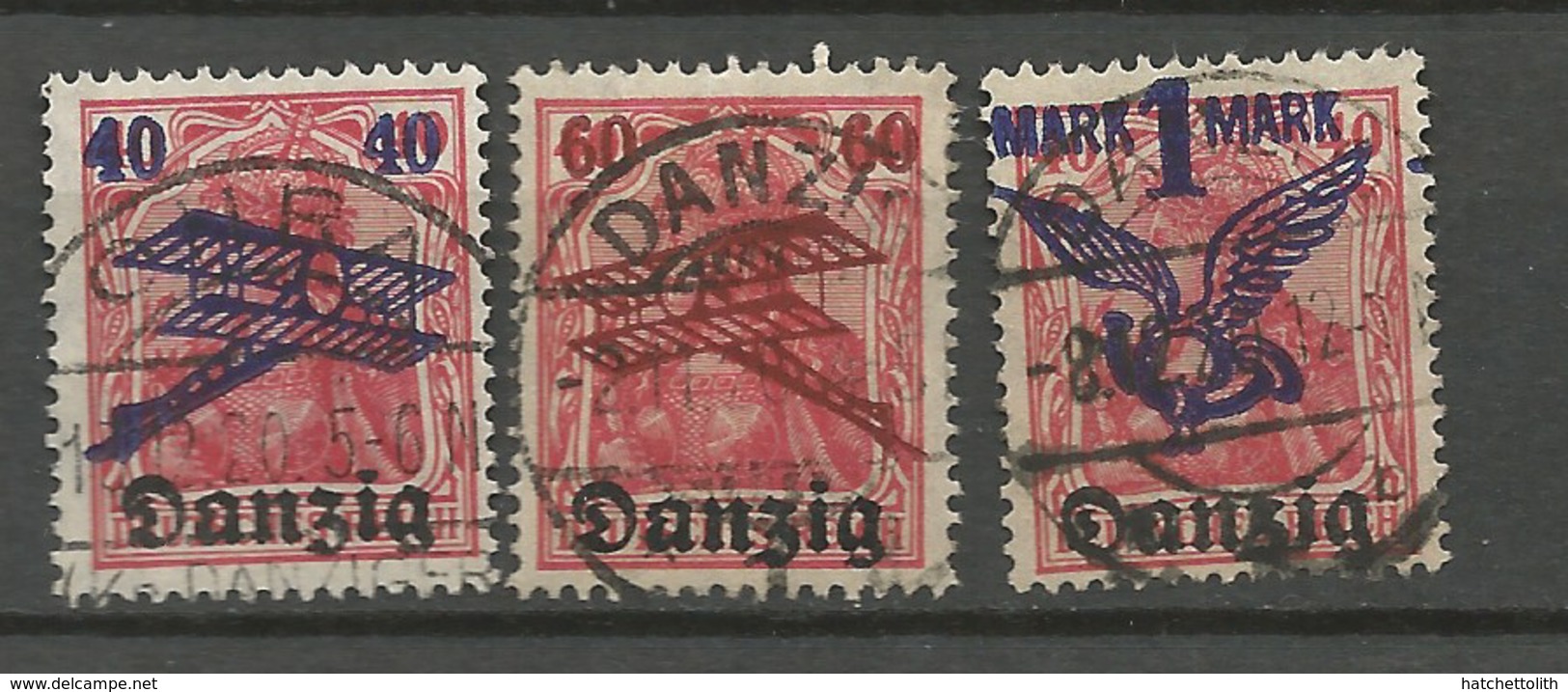 Germany  Danzig 1921 Mi.Nr. 50-52  Air Mail Issue  Set Cancelled O - Other & Unclassified