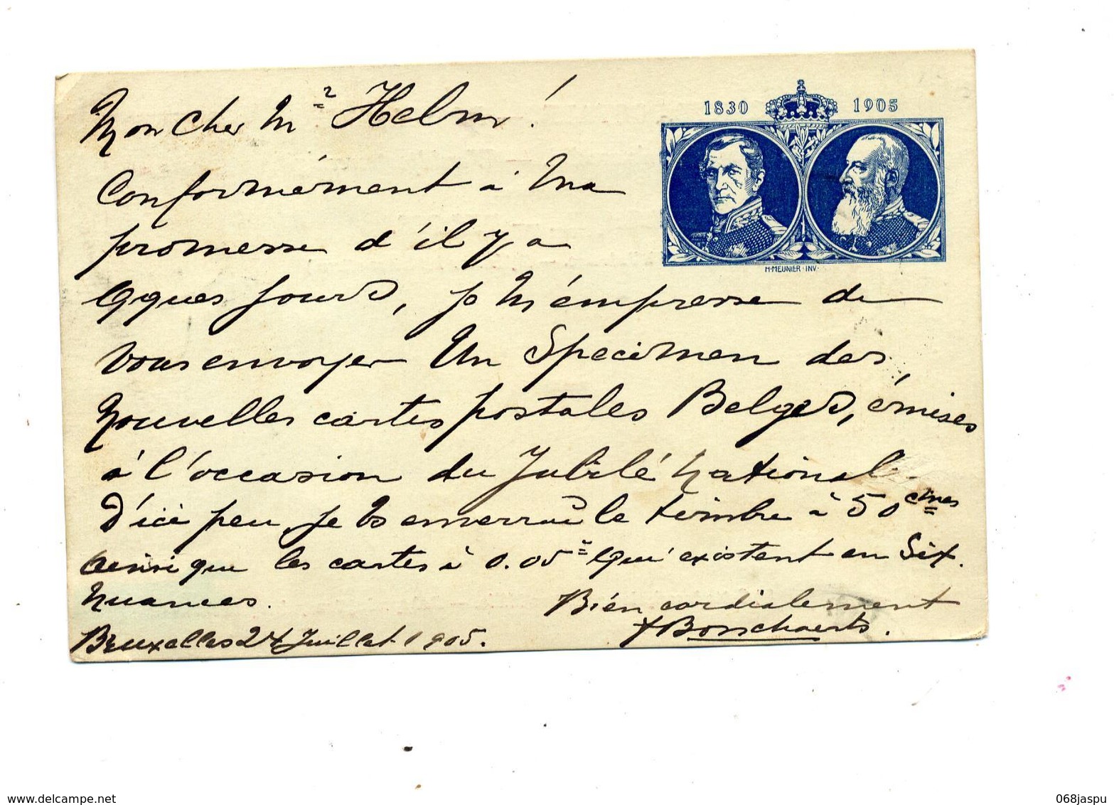 Carte Postale 10 C Roi Cachet Bruxelles Amsterdam + A194 - Postcards 1871-1909