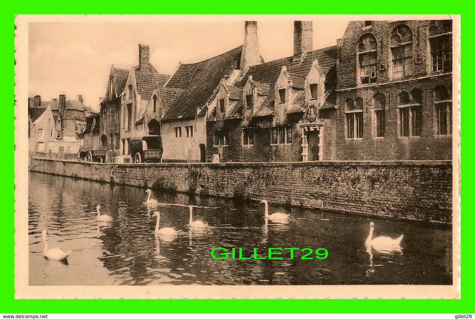 BRUGES, BELGIQUE - QUAI VERT ANIMÉE - MAISON DU PELICAN - ERN THILL - GROENE REI - - Brugge