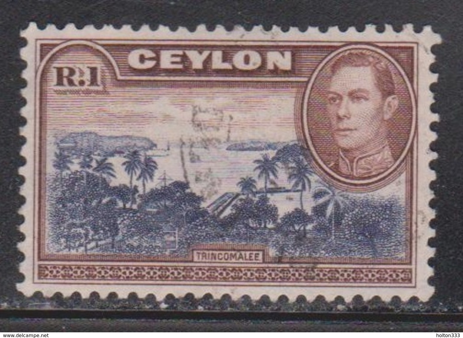 CEYLON Scott # 287 Used - KGVI & Trincomalee - Ceylon (...-1947)