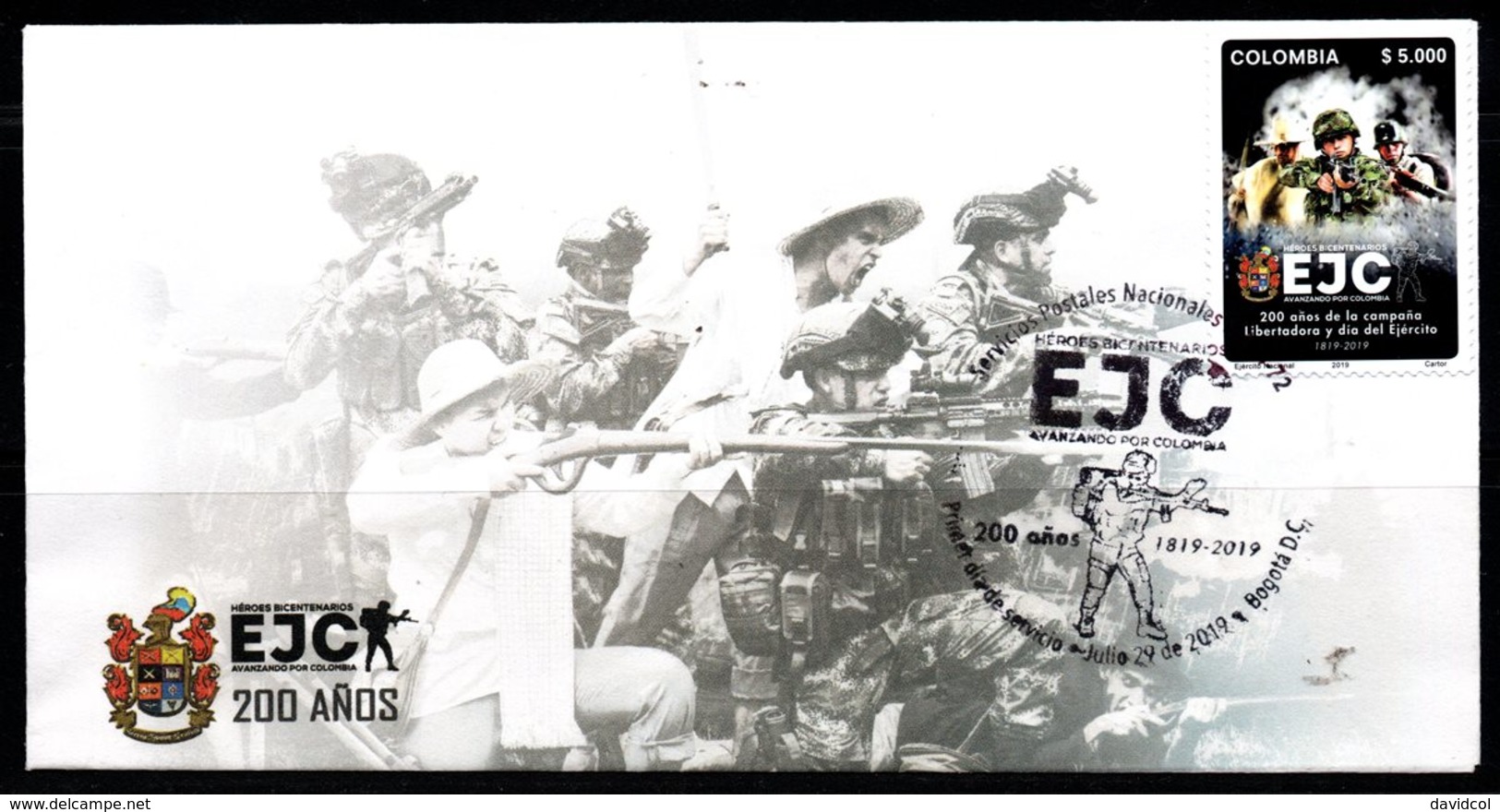 COLOMBIA- 2019 - FDC / SPD - ARMED FORCES- 200 YEARS OF LIBERTY CAMPAIGN - Colombia