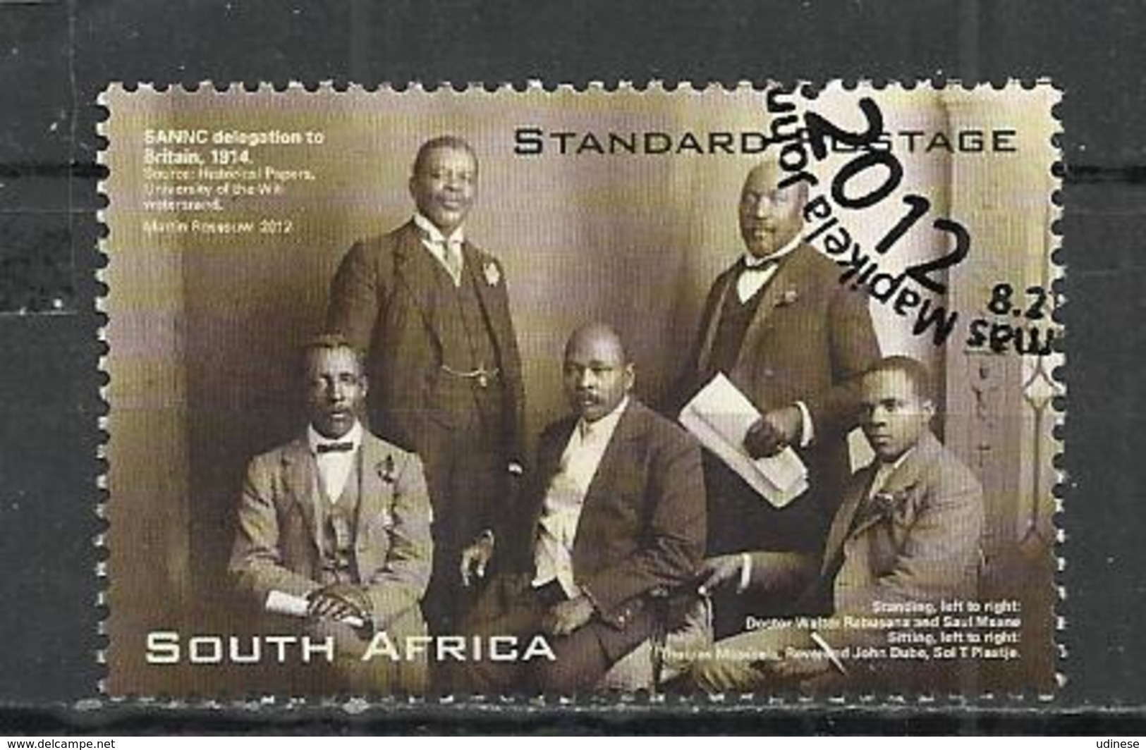 SOUTH AFRICA 2012 - 100th ANNIVERSARY OF THE NATIONAL INDIGENOUS SANNC CONGRESCO - USED OBLITERE GESTEMPELT USADO - Usados