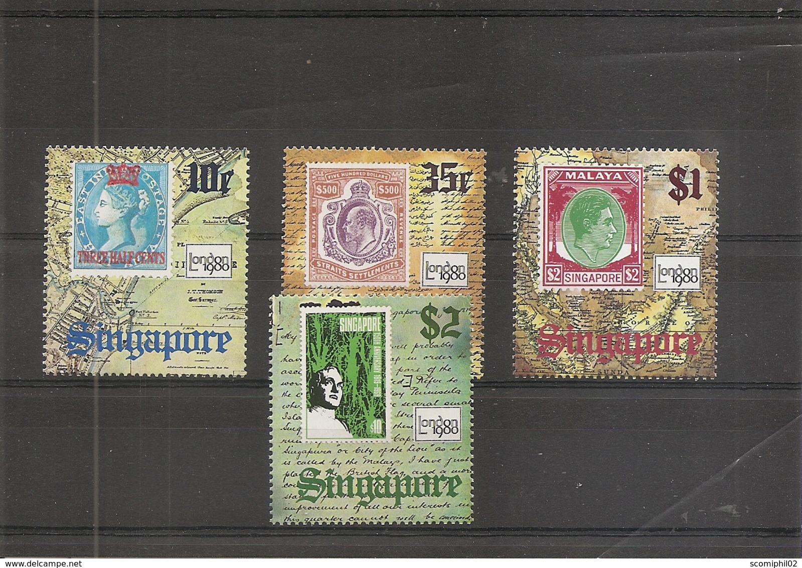 Timbres Sur Timbres ( 347/350 XXX -MNH- De Singapour) - Briefmarken Auf Briefmarken