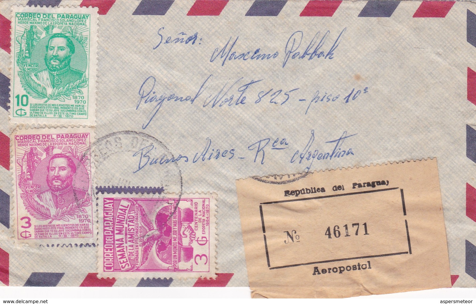 1970'S AIRMAIL PARAGUAY CIRCULEE TO ARGENTINE, MIXED STAMPS - BLEUP - Paraguay