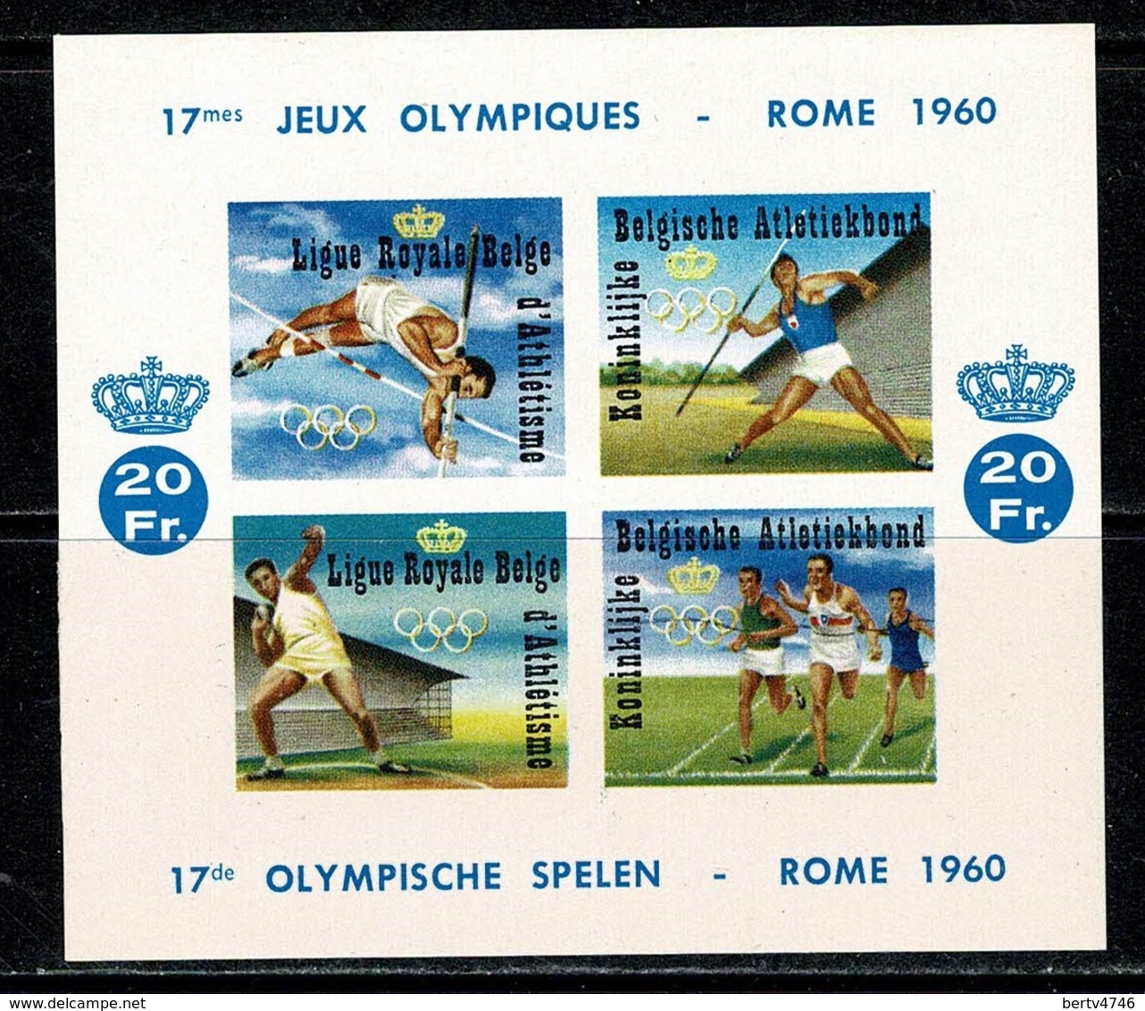 1960 E 80** Ongetand / Non Dentelé MNH Velletje Olymp. Sp. Rome / Jeux Olymp. De Rome 1960. - Erinnophilie [E]