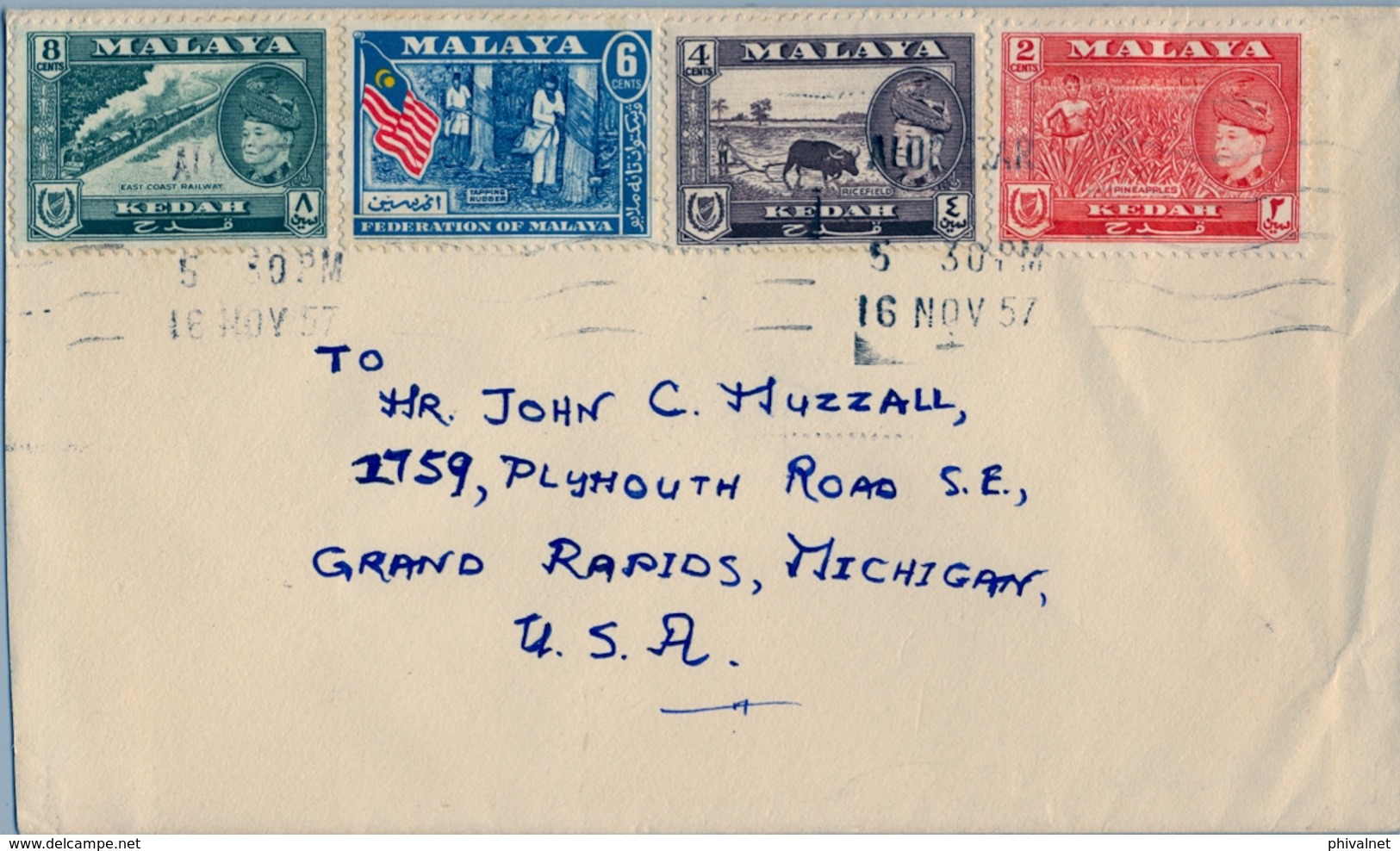 1957 , MALAYA , MALAISIE  - KEDAH , FEDERACIÓN DE MALASIA , ALOR SETAR - MICHIGAN , YV. 80 , 90 , 91 , 93 - Kedah