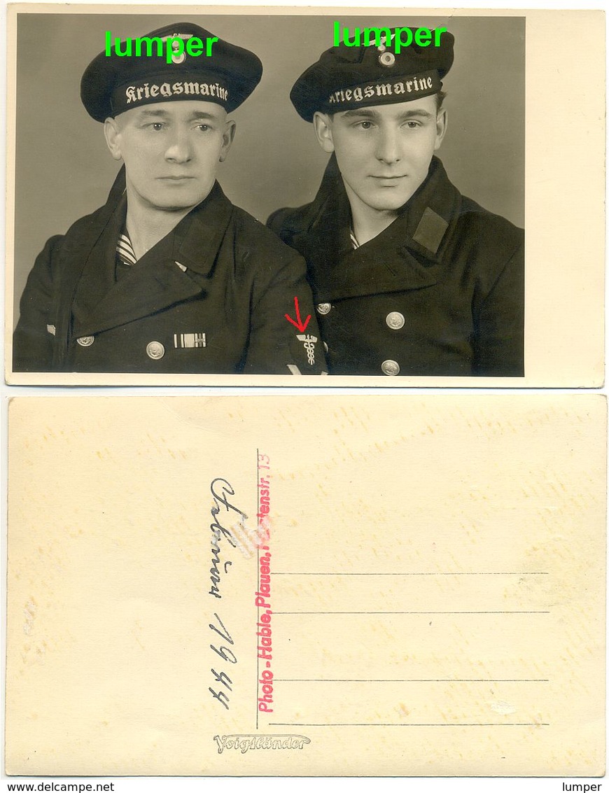 2. WK Fotokarte, Marine, Matrosen Kriegsmarine, Orden Abzeichen, Plauen Sachsen - 1939-45