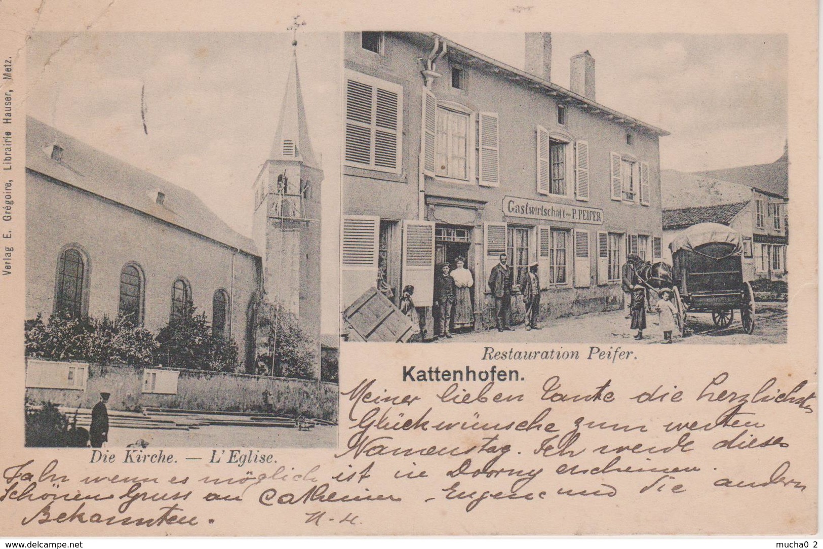 57 - CATTENOM - 2 VUES - RESTAURANT PEIFER ET L'EGLISE - Other & Unclassified